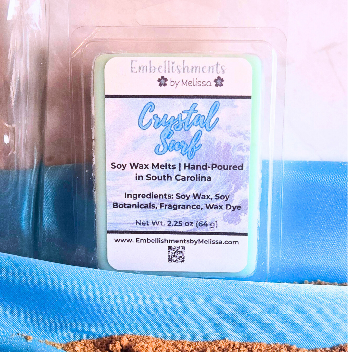 Crystal Surf Soy Wax Melts – Ocean Breeze Scented Home Fragrance 2.25 oz (64 g)