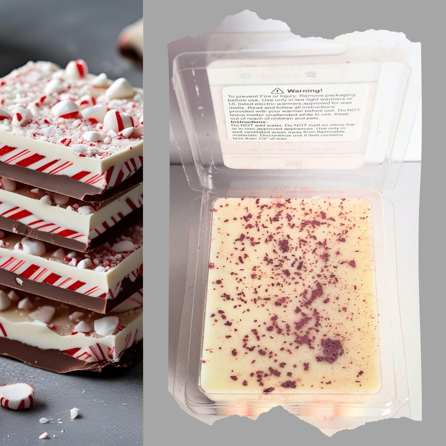 Peppermint Bark Soy Wax Melts – Holiday Candy Scent 2.25 oz (64 g)