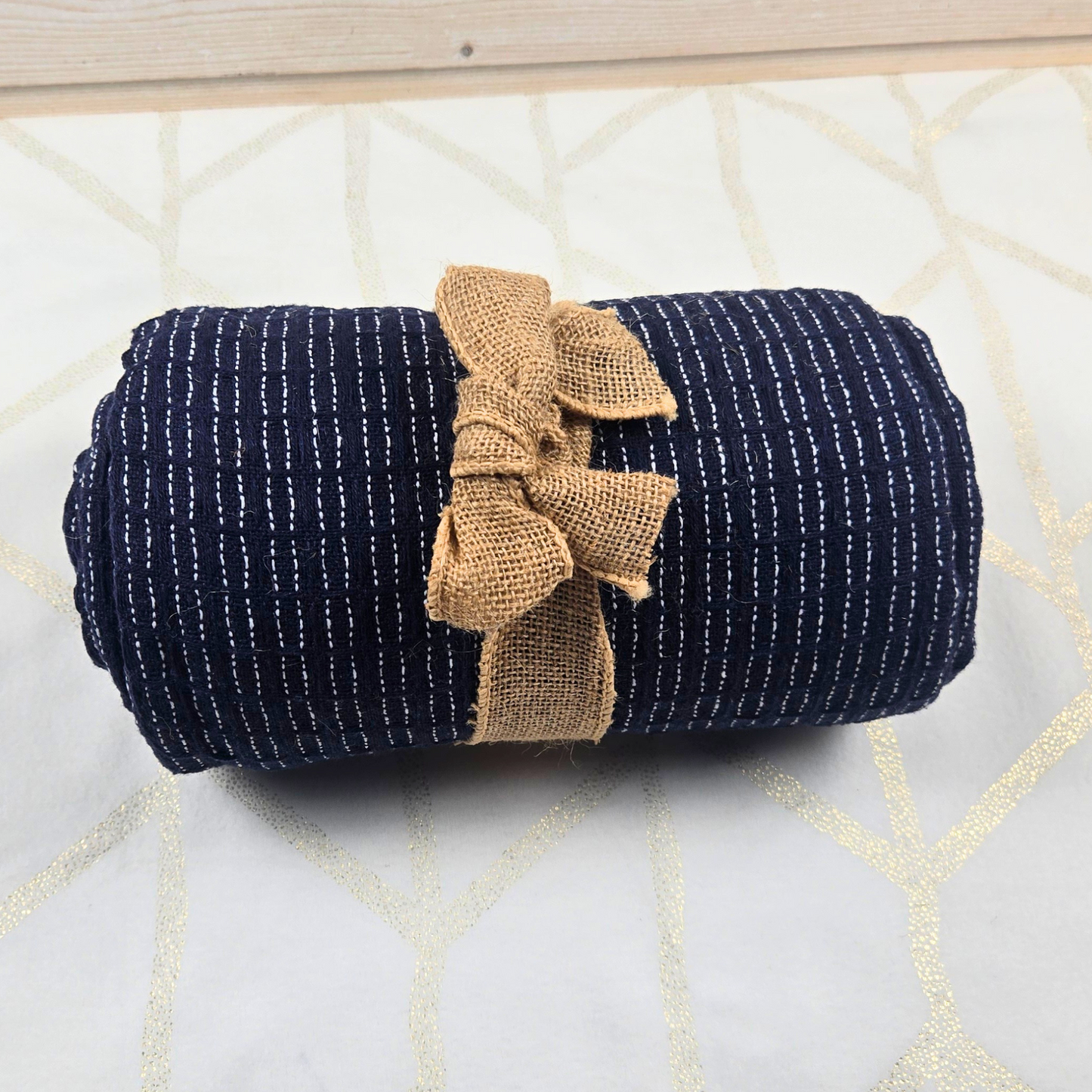 Navy blue throw for fall gift box for her.