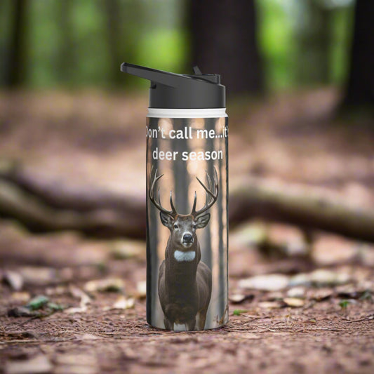 Water bottle for deer hunters, hiking and the great outdoors, front view.