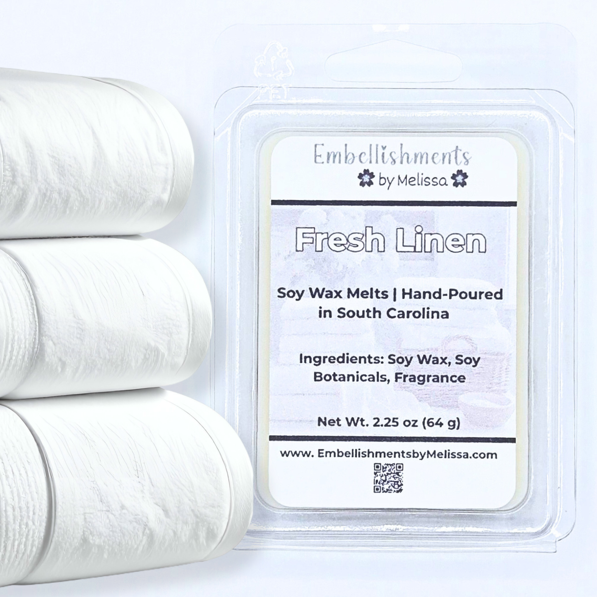 Fresh Linen Soy Wax Melts – Clean Cotton Scent, Natural Soy Home Fragrance 2.25 oz (64 g)