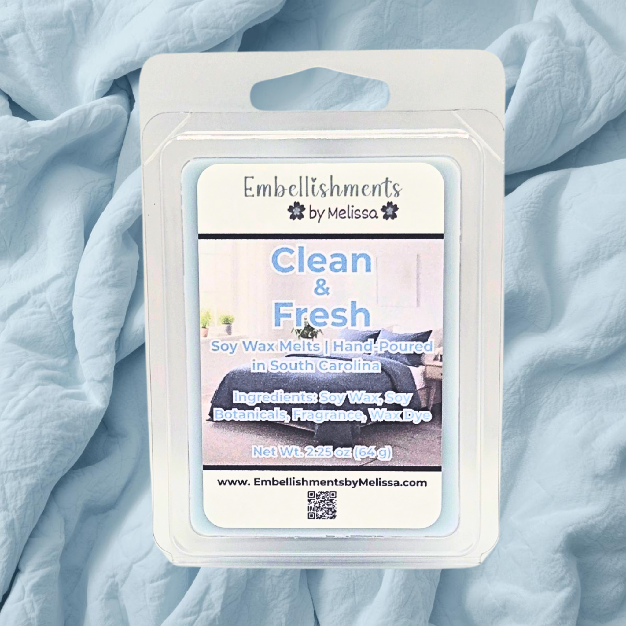 Clean & Fresh Soy Wax Melts – Light, Refreshing Home Fragrance for Wax Warmers 2.25 oz (64 g)