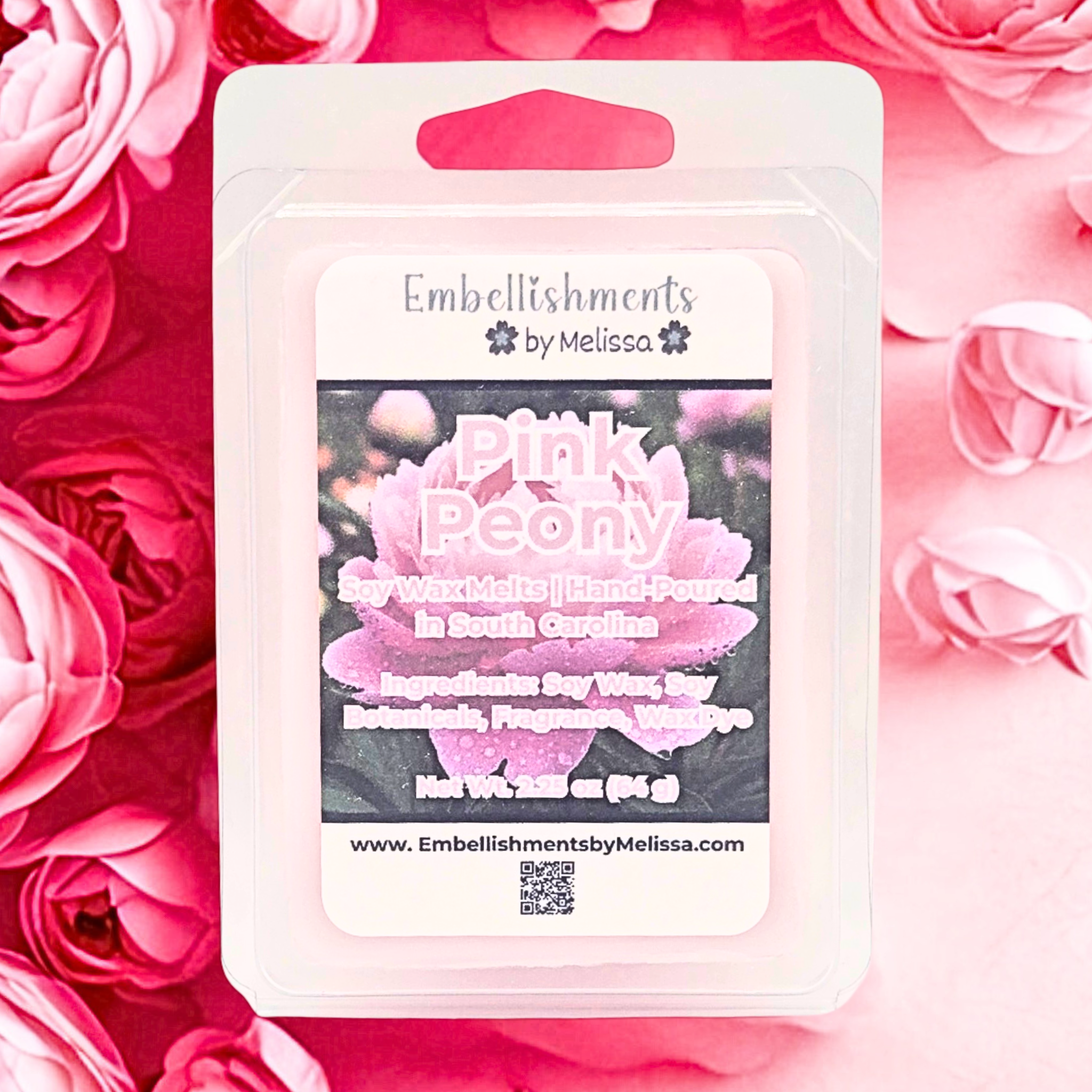 Pink Peony Floral Wax Melts – Elegant Spring Home Fragrance 2.25 oz (64 g)