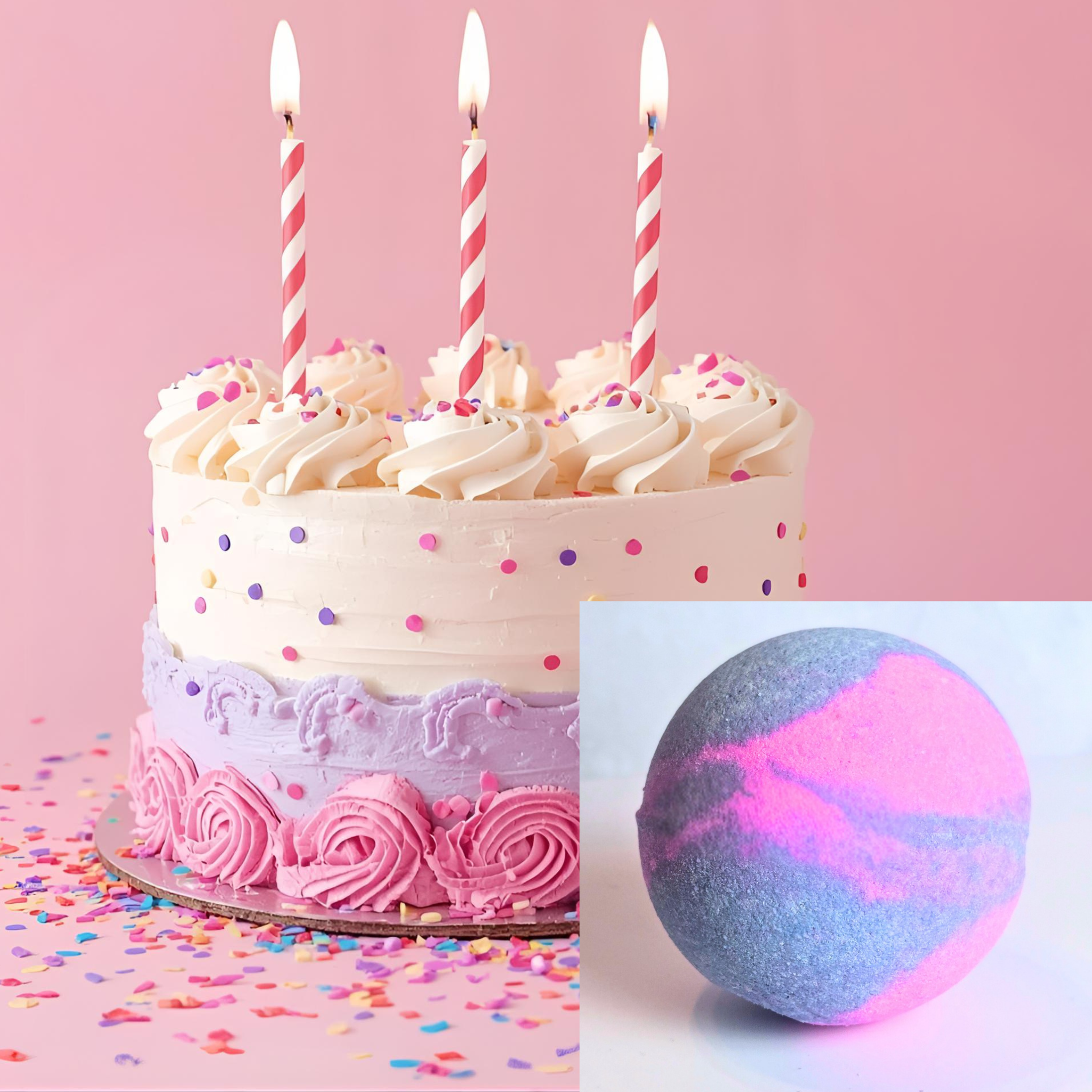 Birthday Cake Scented Bath Bomb | Handmade Spa Fizzy Treat 4.0 oz (113 g)