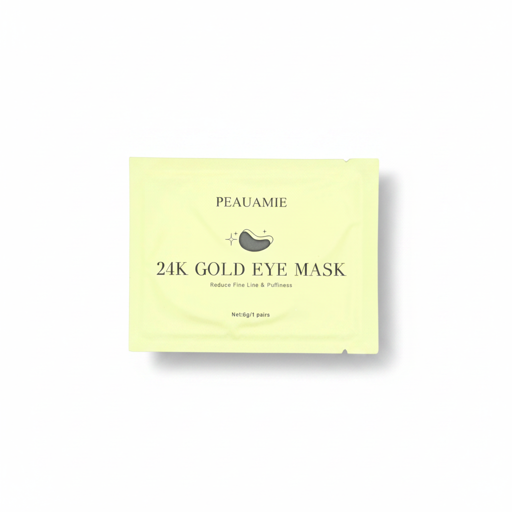 A single 24K Gold Eye Mask pair in gold packaging, centered on a clean white background.