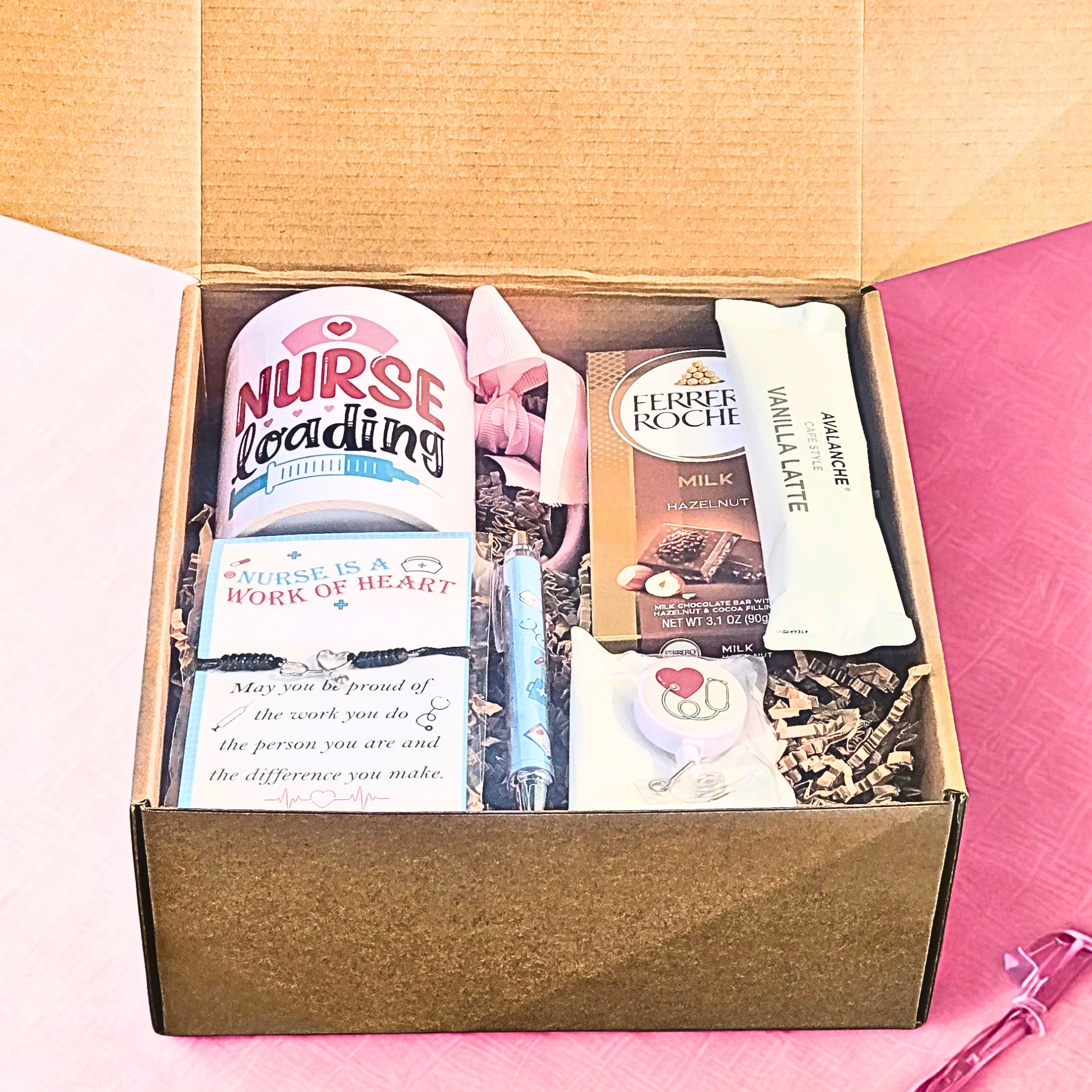 Nurse Graduation Gift Set – Nurse Mug, Bracelet, Pen, Latte & Ferrero Rocher Chocolate Bar