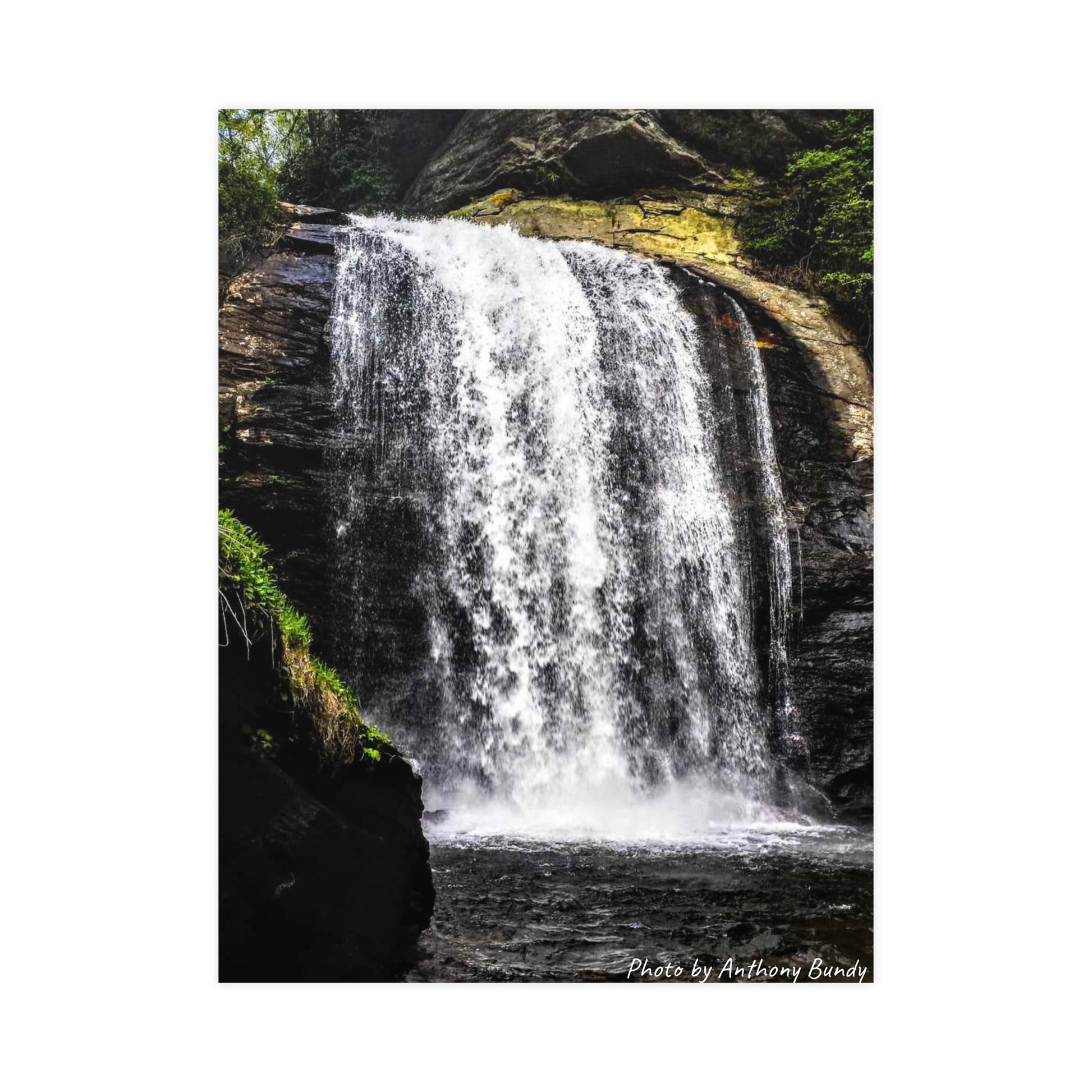 Poster of Waterfall in Asheville, NC, front view.