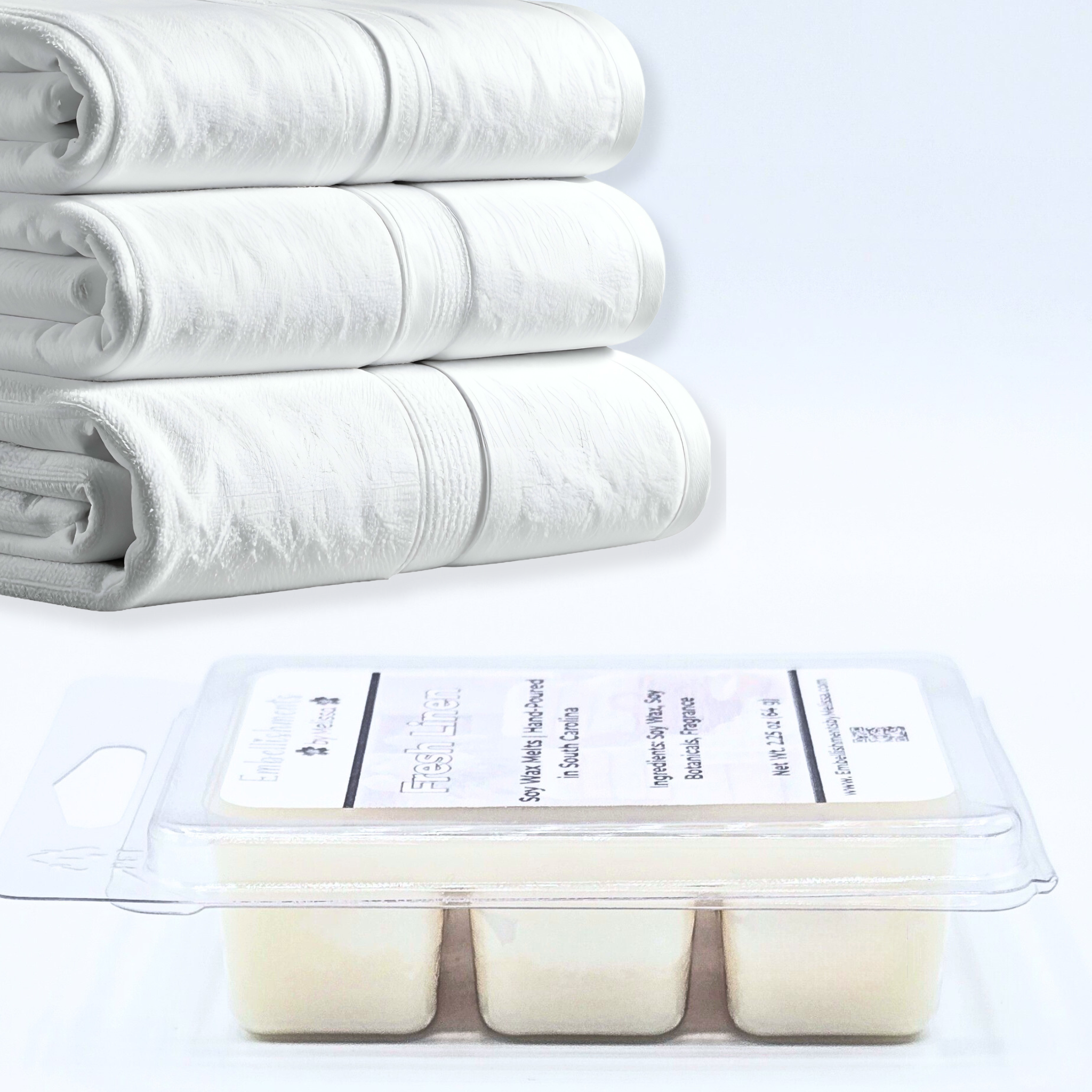 Fresh Linen Soy Wax Melts – Clean Cotton Scent, Natural Soy Home Fragrance 2.25 oz (64 g)