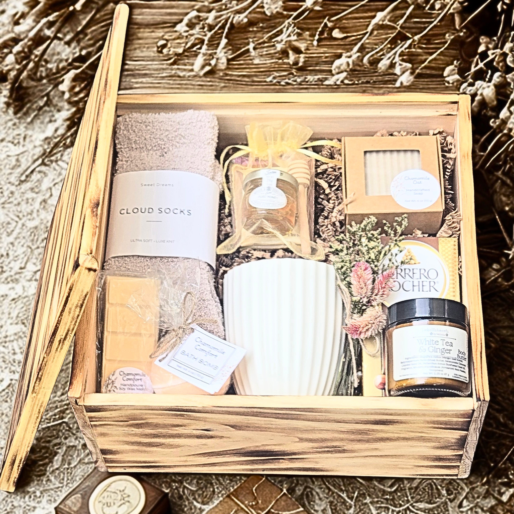 Luxury Self Care Gift Set for Women in Wooden Keepsake Box
