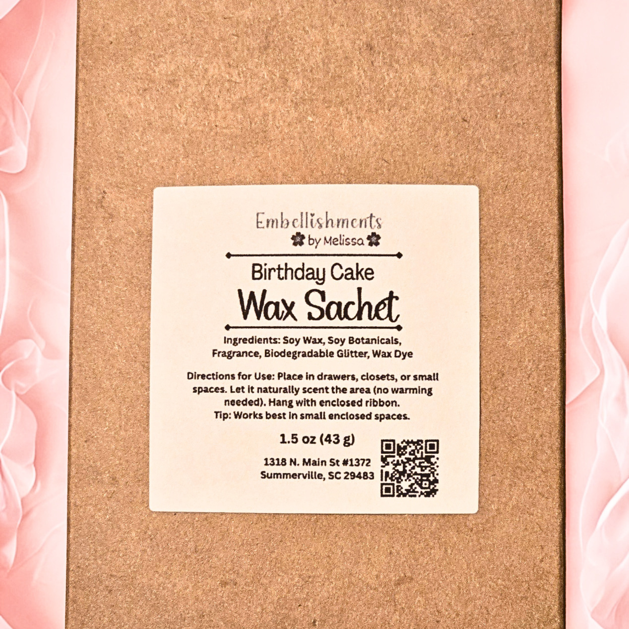 Birthday Cake Scented Soy Wax Sachet | Handcrafted Closet & Drawer Freshener (Oblong) 1.5 oz (43 g)