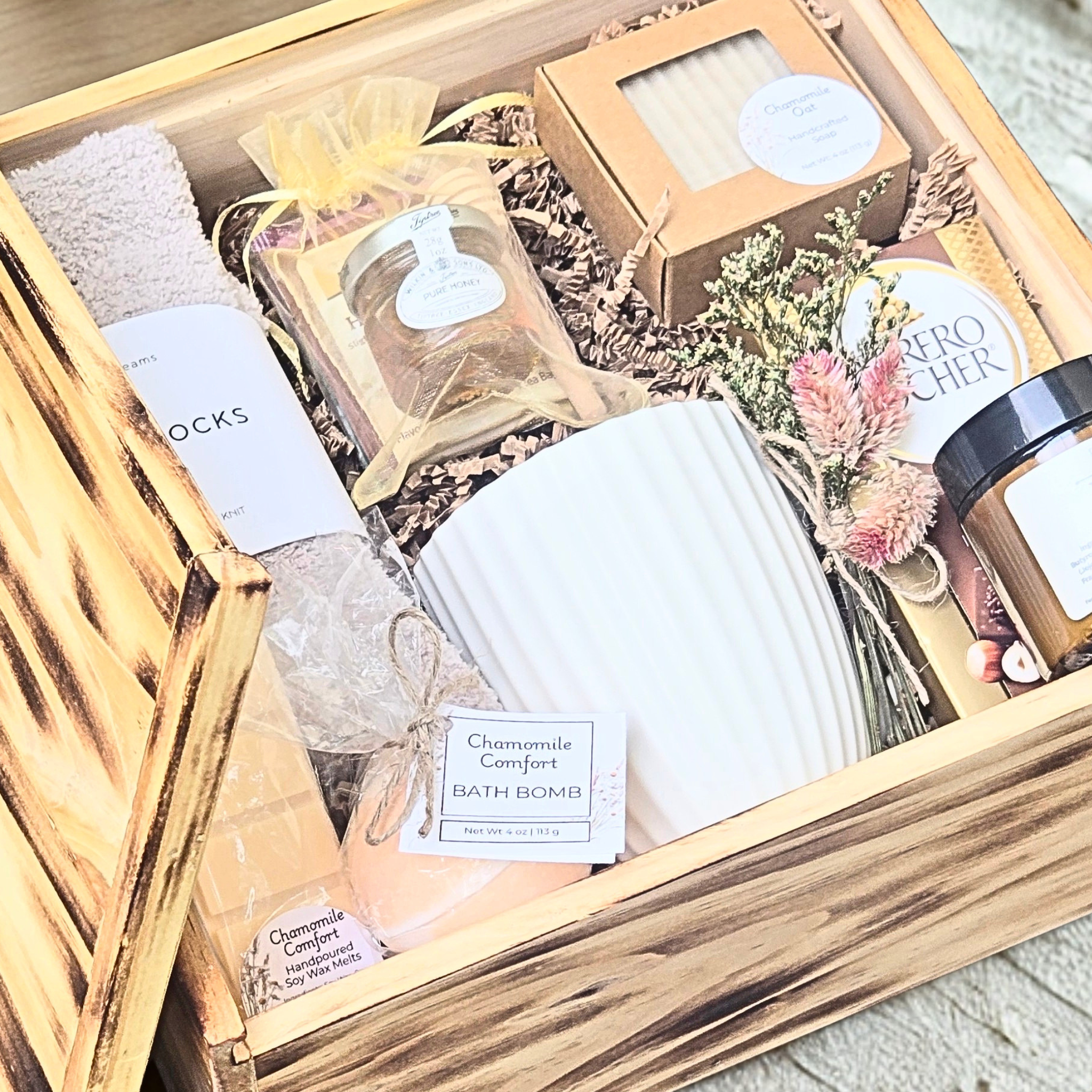 Luxury Self Care Gift Set for Women in Wooden Keepsake Box