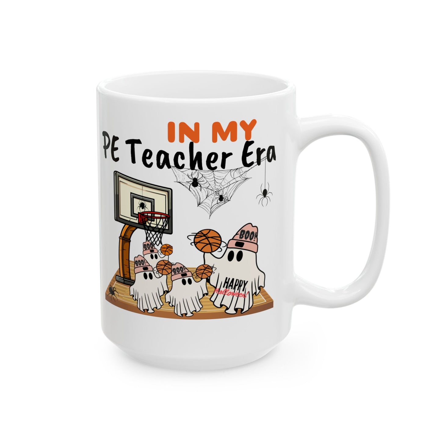 In my PE teacher era mug, front view.