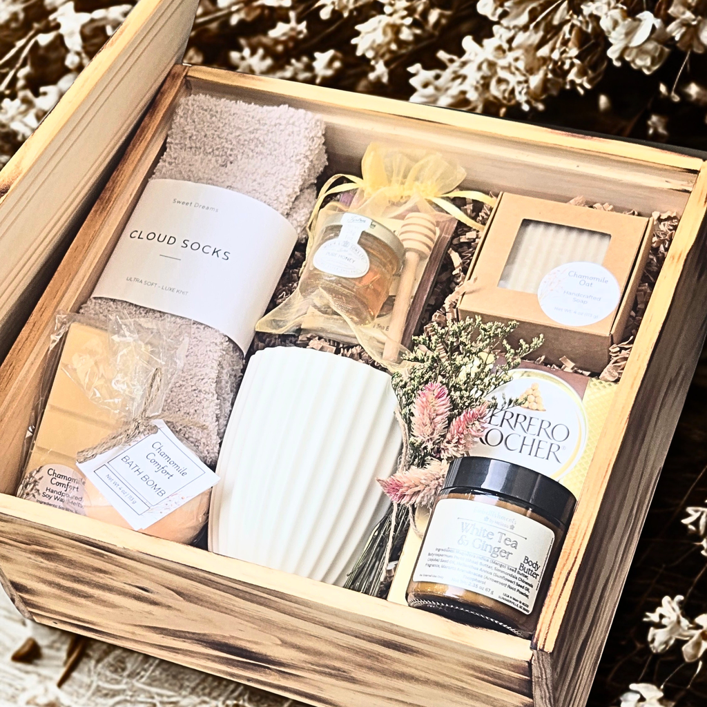 Luxury Self Care Gift Set for Women in Wooden Keepsake Box