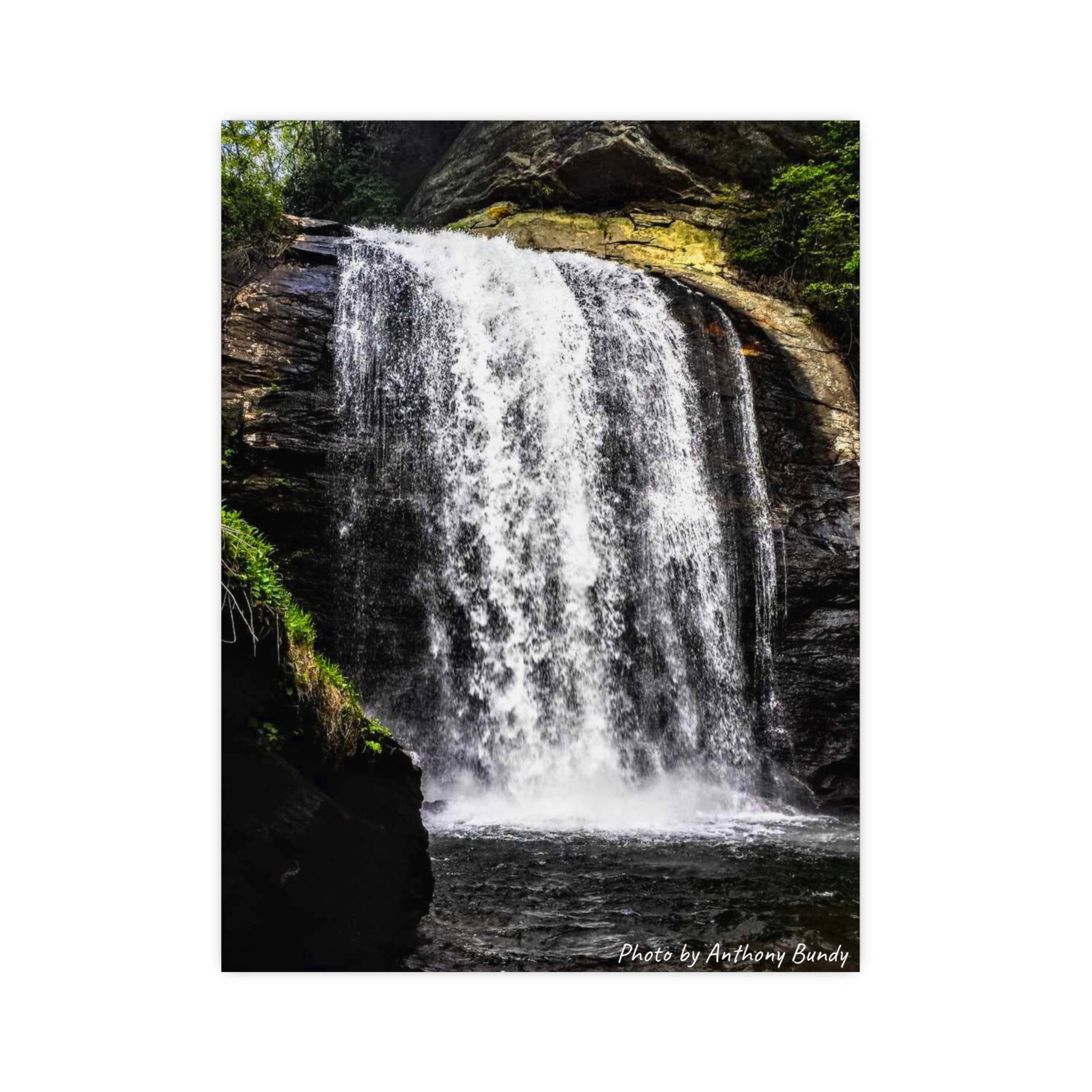 Poster of Waterfall in Asheville, NC, front view.