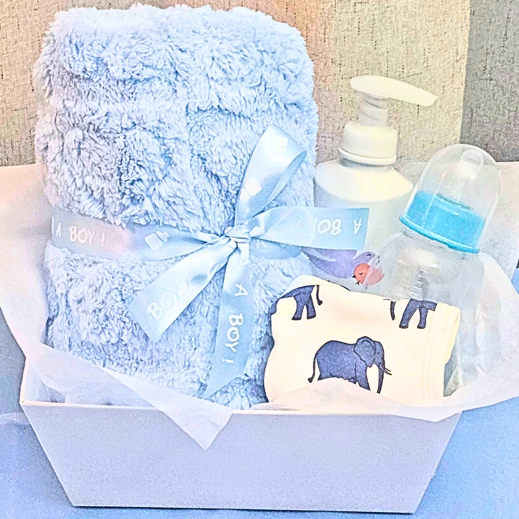 New Baby Boy Shower Gift Basket – Adorable Welcome Baby Gift