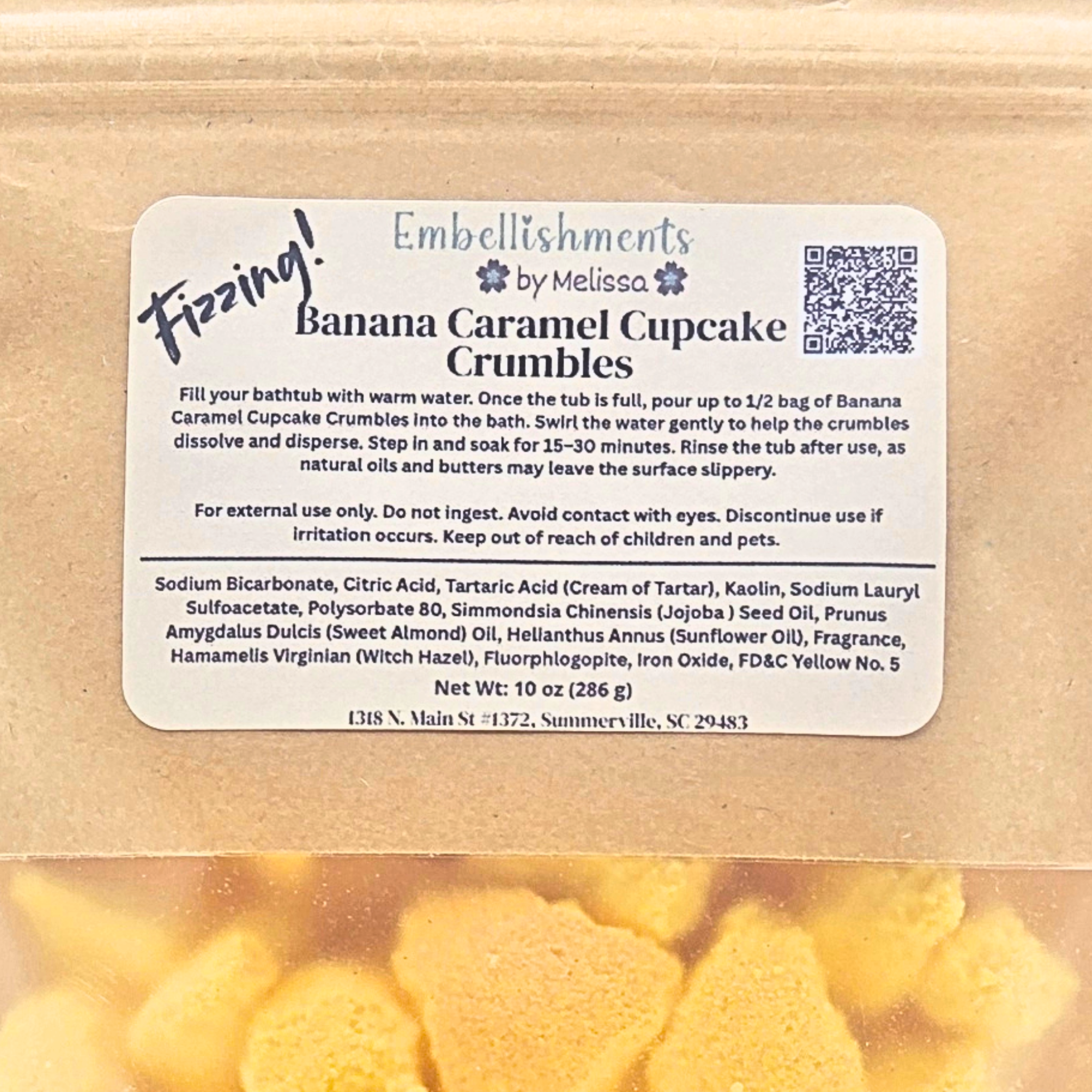 Banana Caramel Cupcake Bath Crumbles | Sweet Bakery Bath Soak