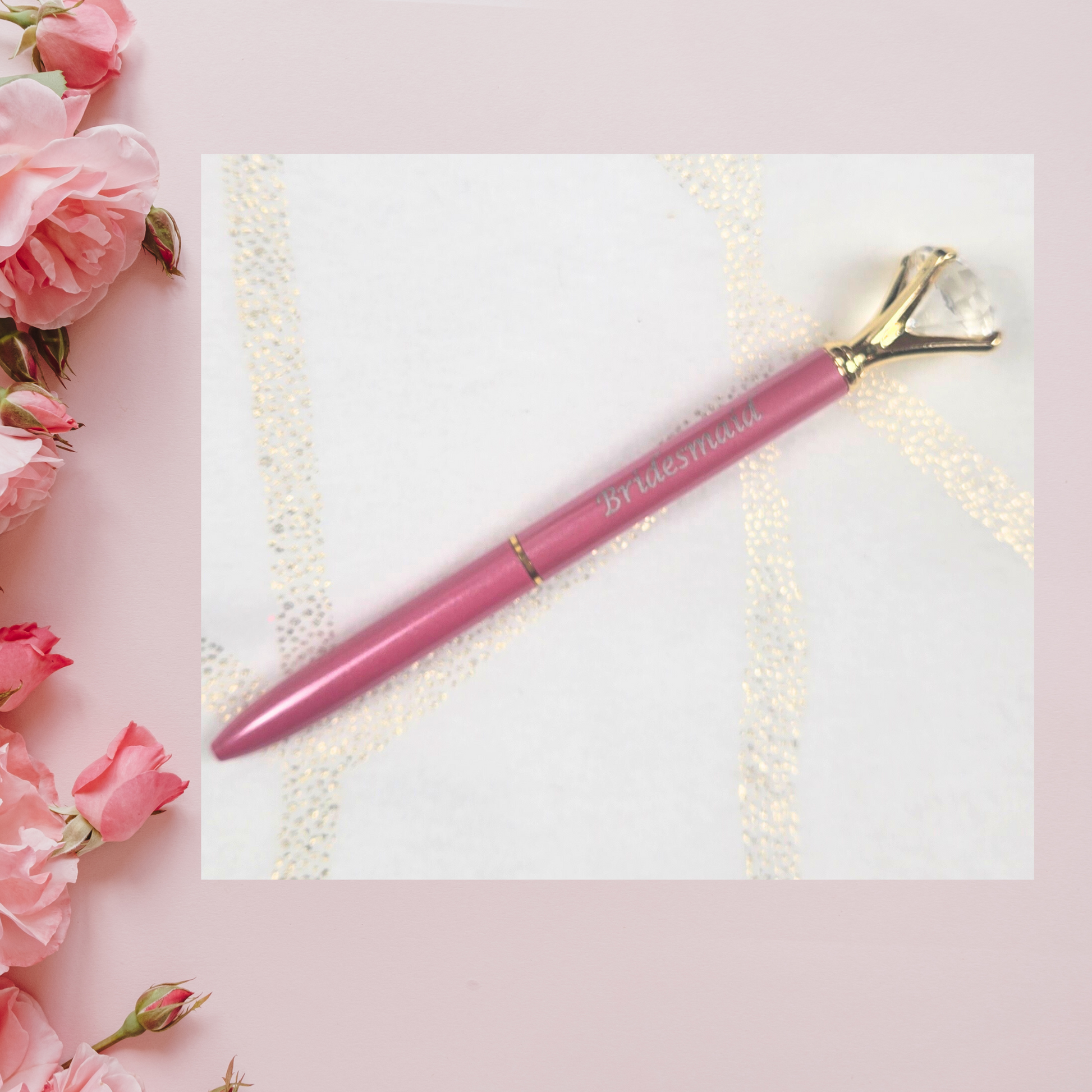 Decorative pen for bridesmaid gift box.