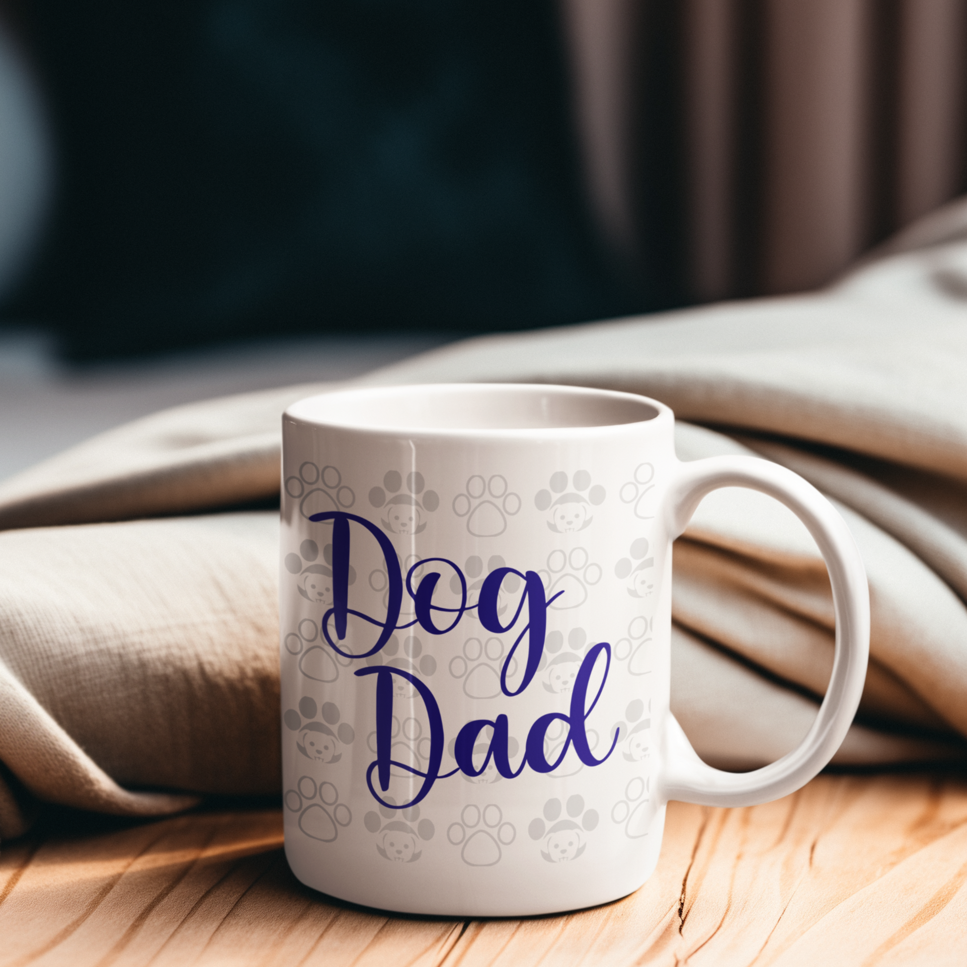 Dog Dad coffee Mug 11 oz, front view.