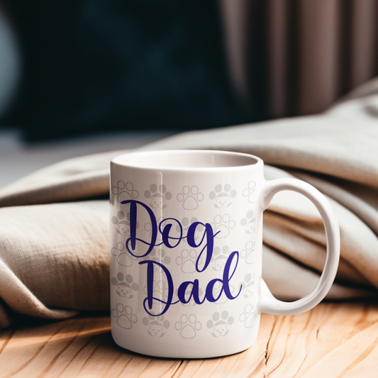 Dog Dad coffee Mug 11 oz, front view.