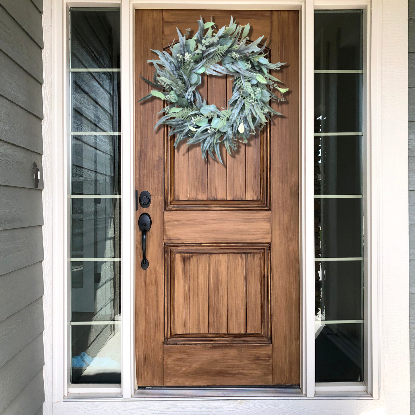 Year-Round Farmhouse Style Faux Greenery Wreath – Timeless Elegance for Every Season