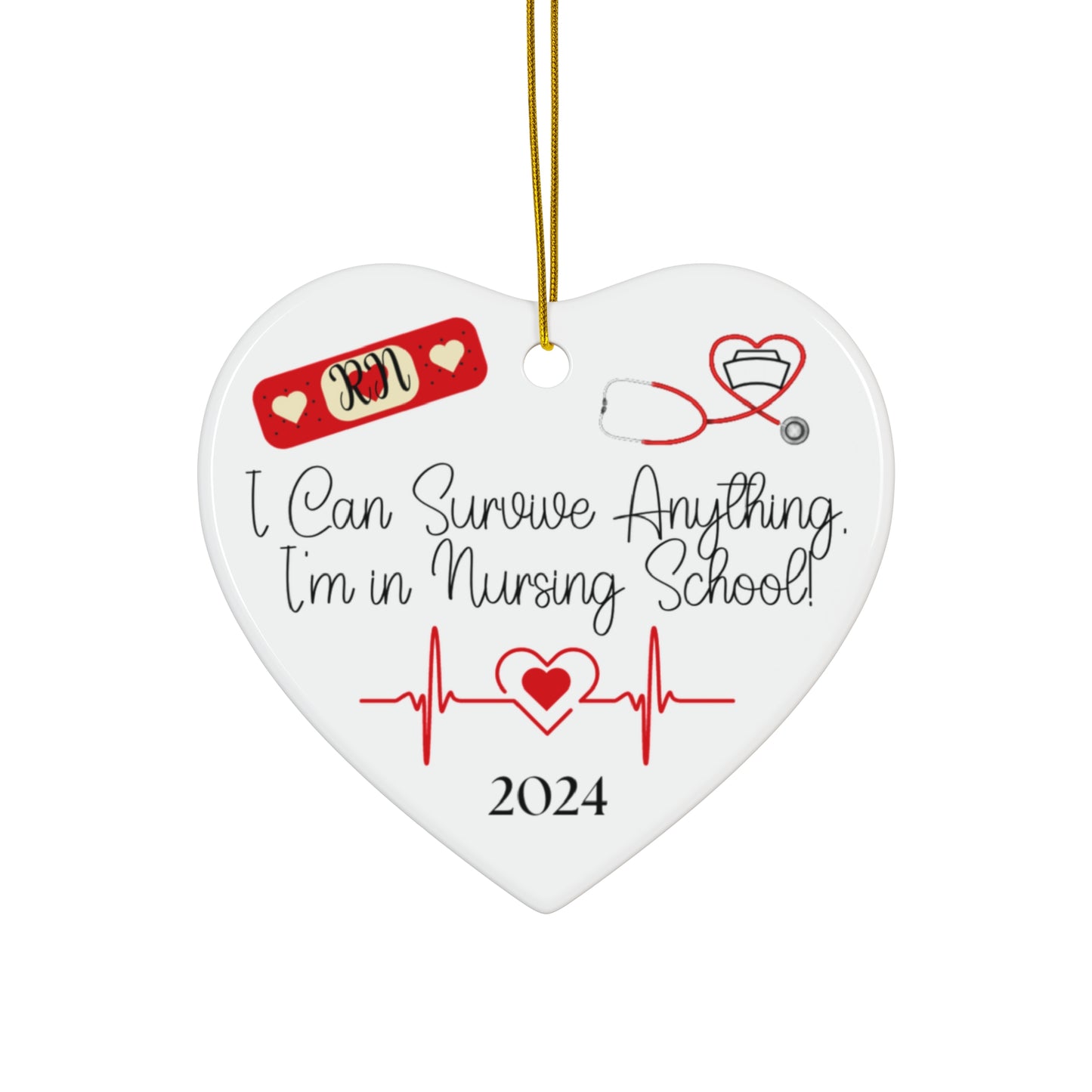 Resilient heart ornament designed for nursing students, celebrating their journey and perseverance through nursing school.