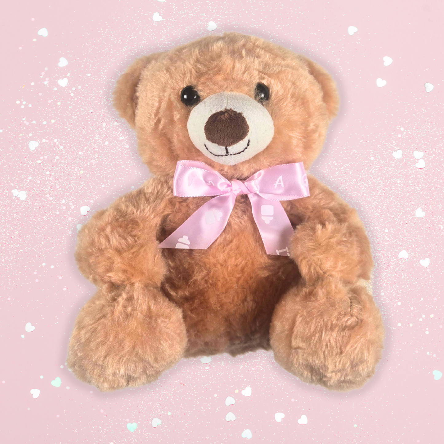 Stuffed bear for girl baby shower.