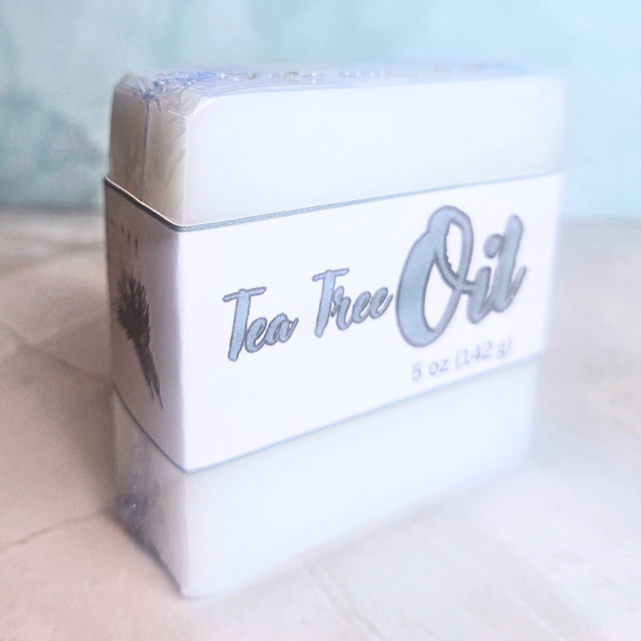 Artisan soap bar made with tea tree oil and goat milk.