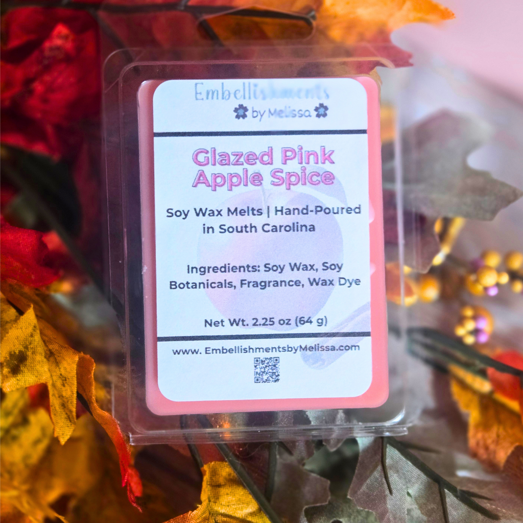 Glazed Pink Apple Spice Wax Melts – Sweet Autumn Aroma with a Drizzle of Cozy 2.25 oz (64 g)