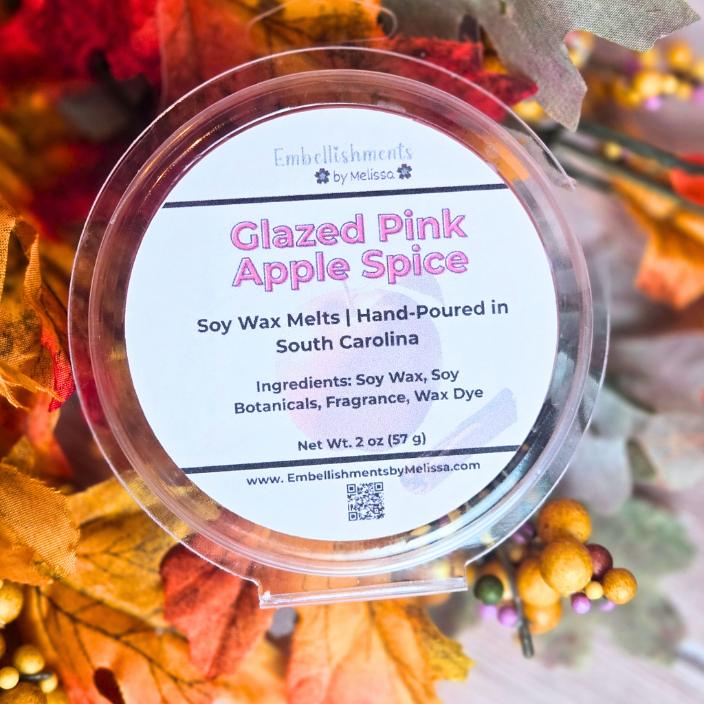 Glazed Pink Apple Spice Wax Melts – Pie-Shaped Treats for Your Senses