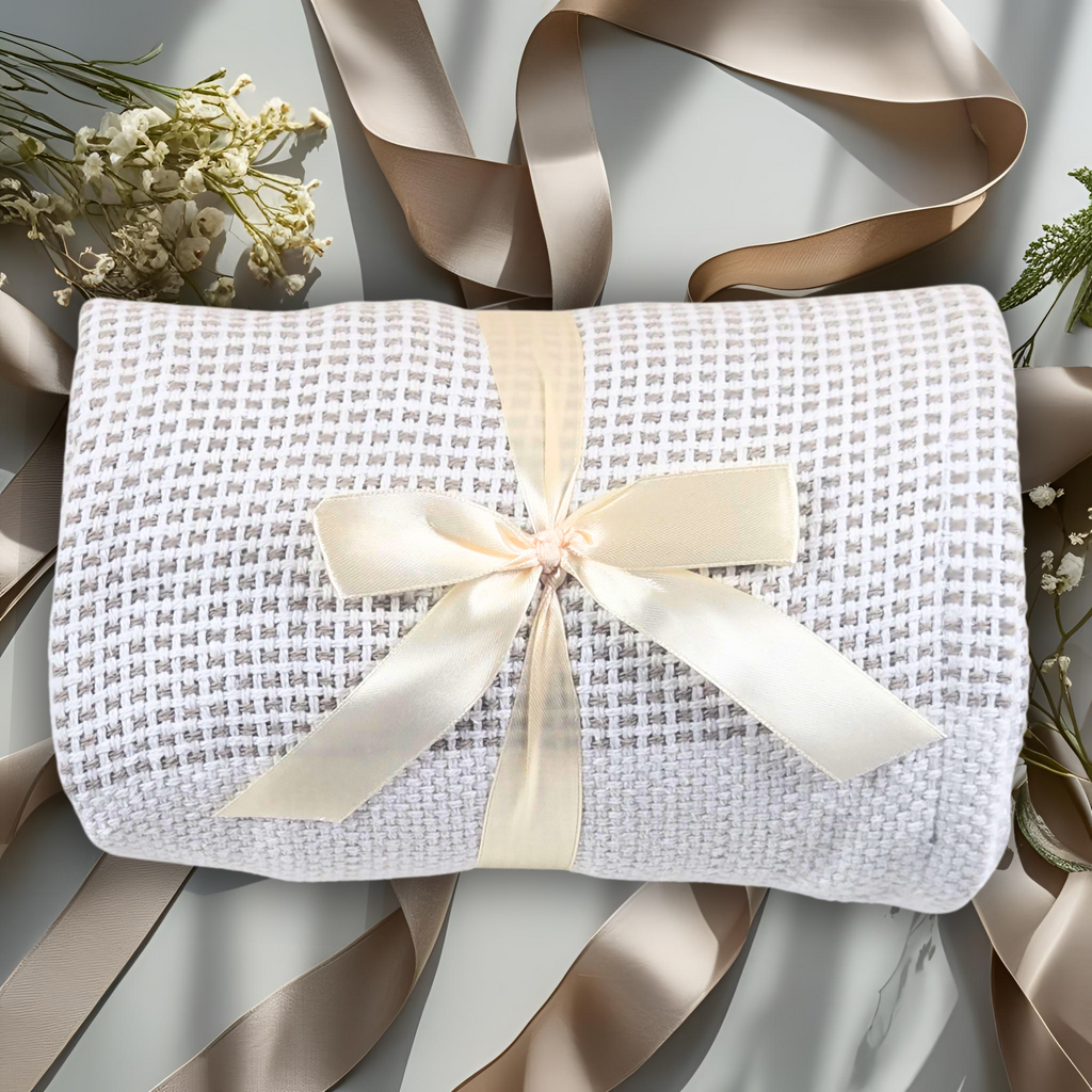 Customized Luxury Neutral-Tone Gift Box with Throw Blanket, Fuzzy Socks, Cashmere & Silk Goat Milk Soap, and Mug
