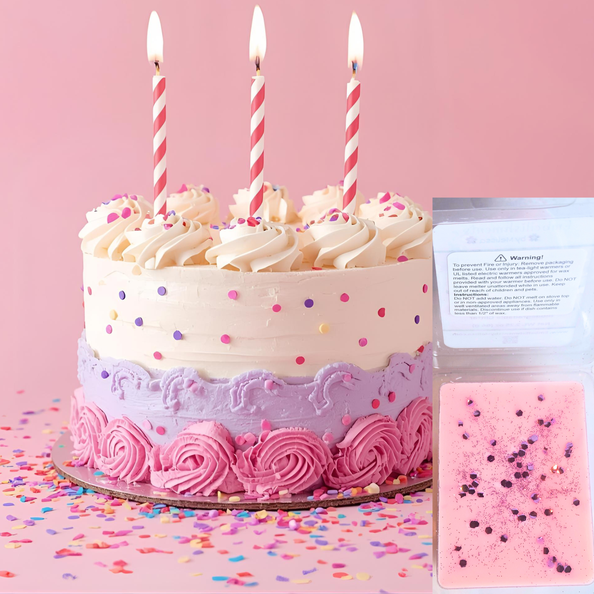 Birthday Cake Soy Wax Melts – Botanical Blend with Biodegradable Glitter | Eco-Friendly Scented Wax Tarts