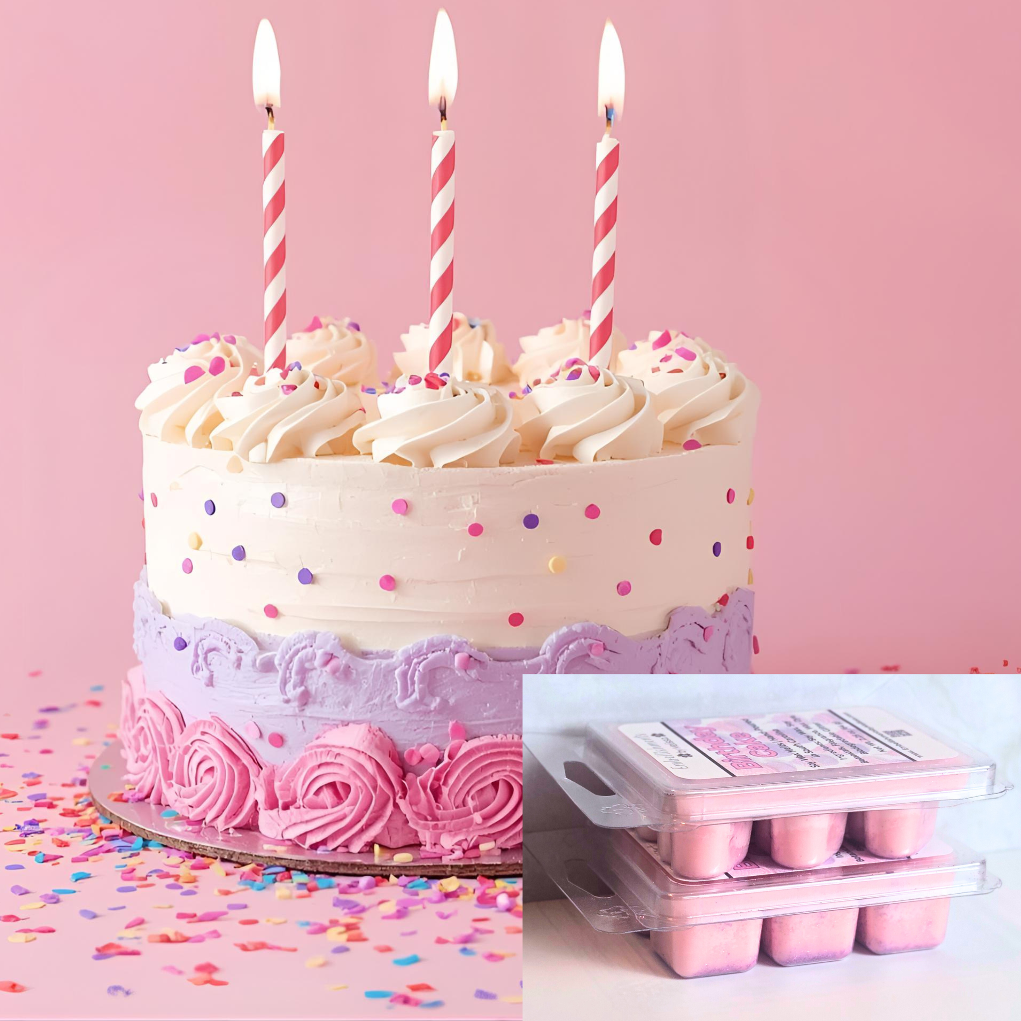 Birthday Cake Soy Wax Melts – Botanical Blend with Biodegradable Glitter | Eco-Friendly Scented Wax Tarts