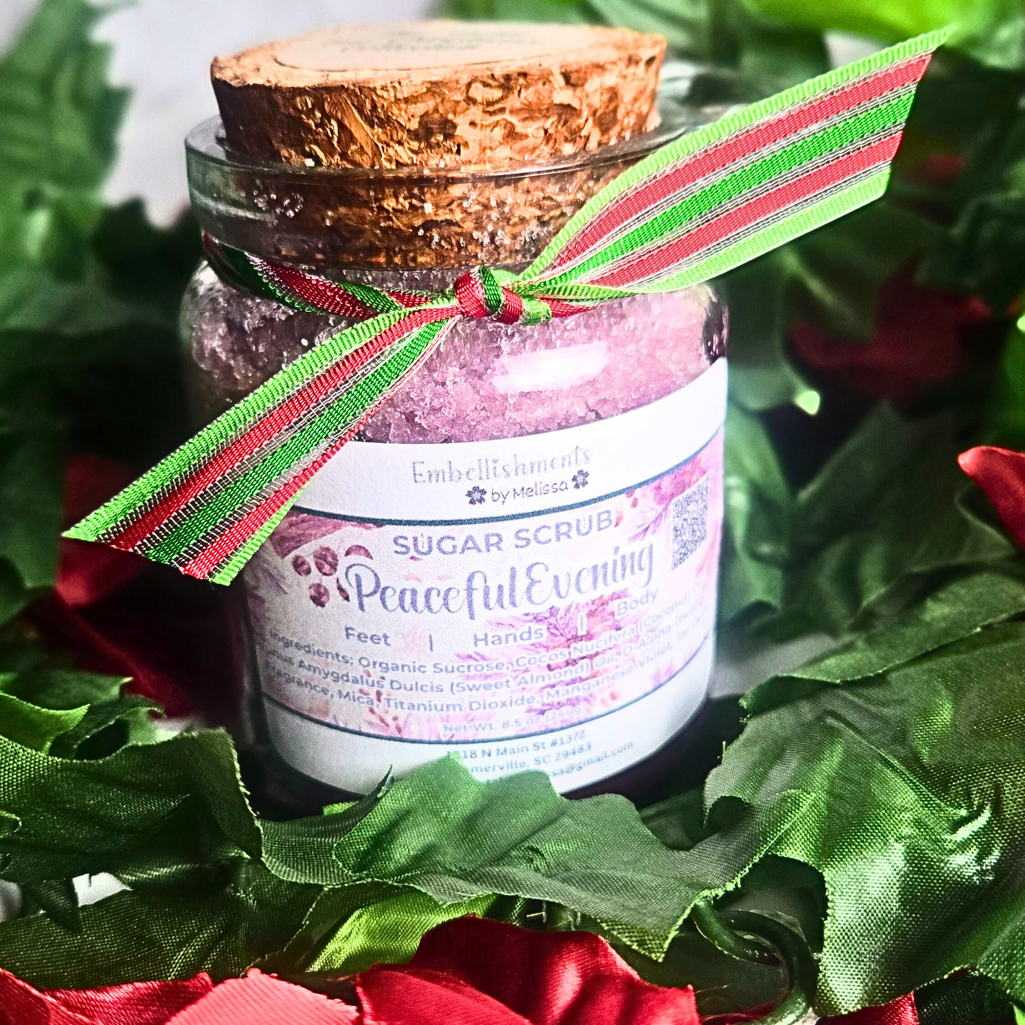 Peaceful Evening Gift Basket – Handcrafted Soap, Bath Salts, Sugar Scrub & Wax Melts Set