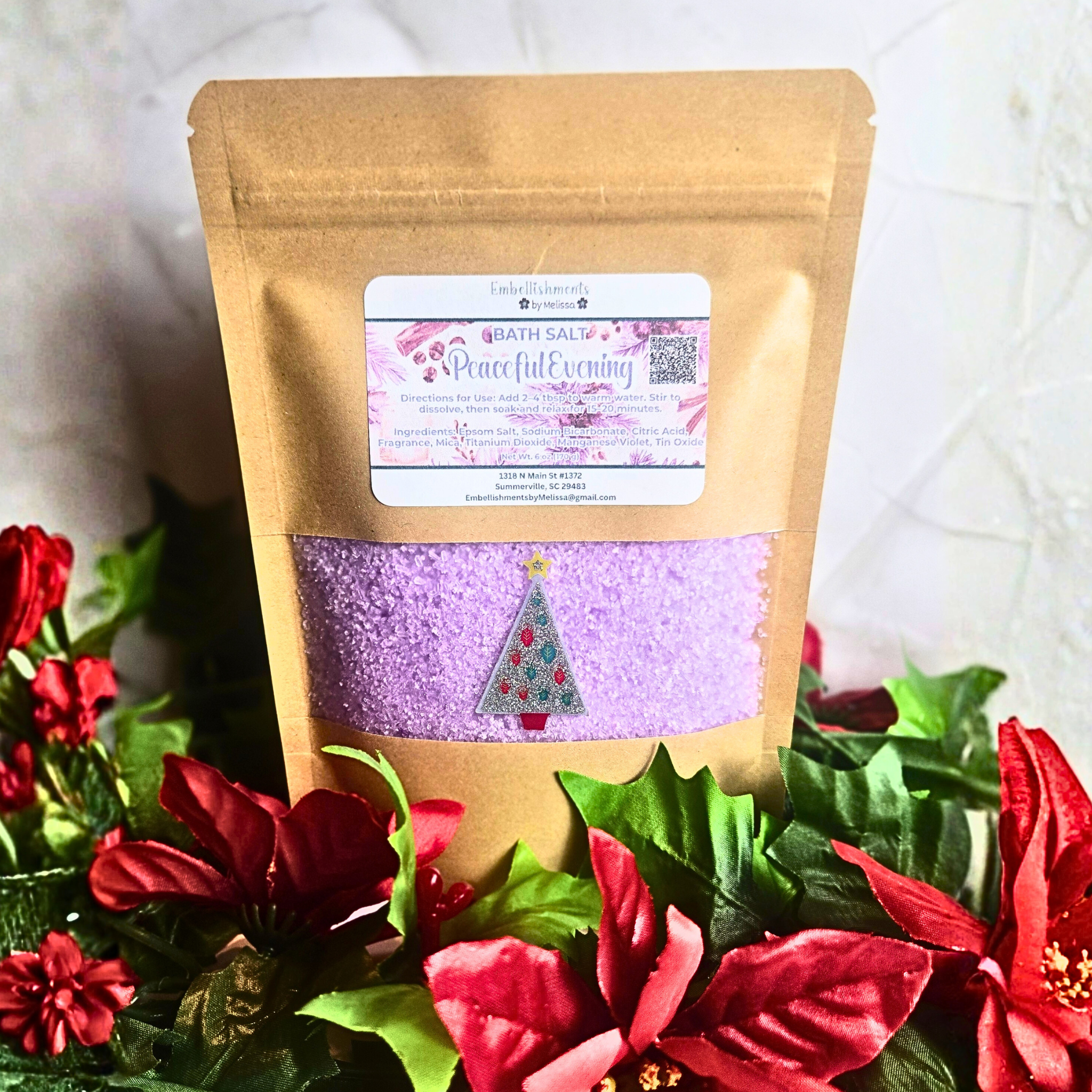 Fizzing Epsom Bath Salts | Home for Christmas Collection – Cozy Holiday Scents of Peaceful Evening, Cinnamon Hearth, Season’s Glow & Kitchen Warmth 6 oz (170 g)