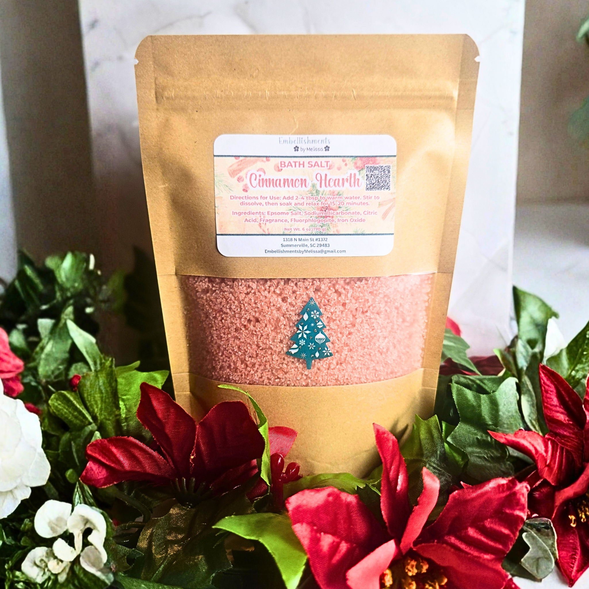 Fizzing Epsom Bath Salts | Home for Christmas Collection – Cozy Holiday Scents of Peaceful Evening, Cinnamon Hearth, Season’s Glow & Kitchen Warmth 6 oz (170 g)