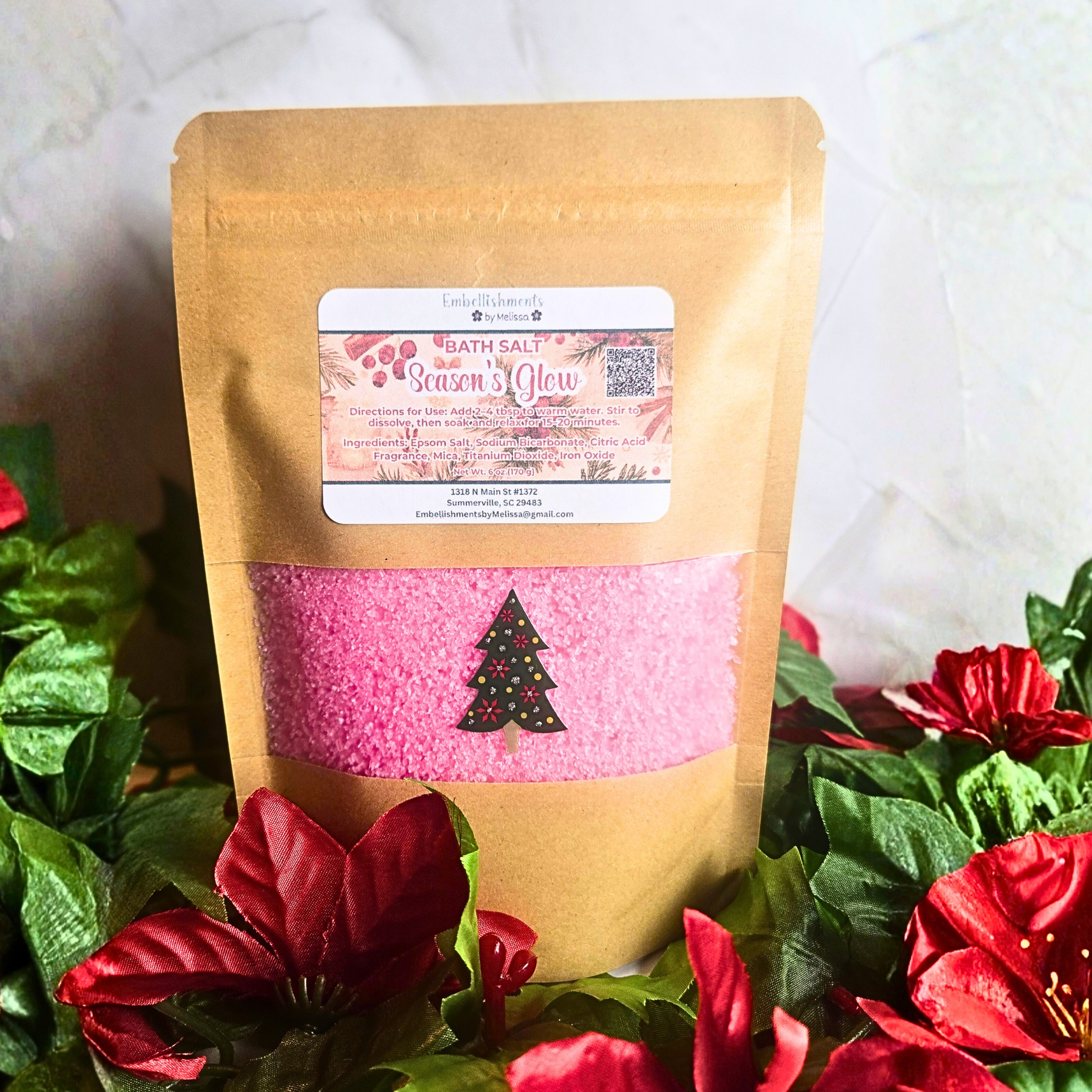 Fizzing Epsom Bath Salts | Home for Christmas Collection – Cozy Holiday Scents of Peaceful Evening, Cinnamon Hearth, Season’s Glow & Kitchen Warmth 6 oz (170 g)