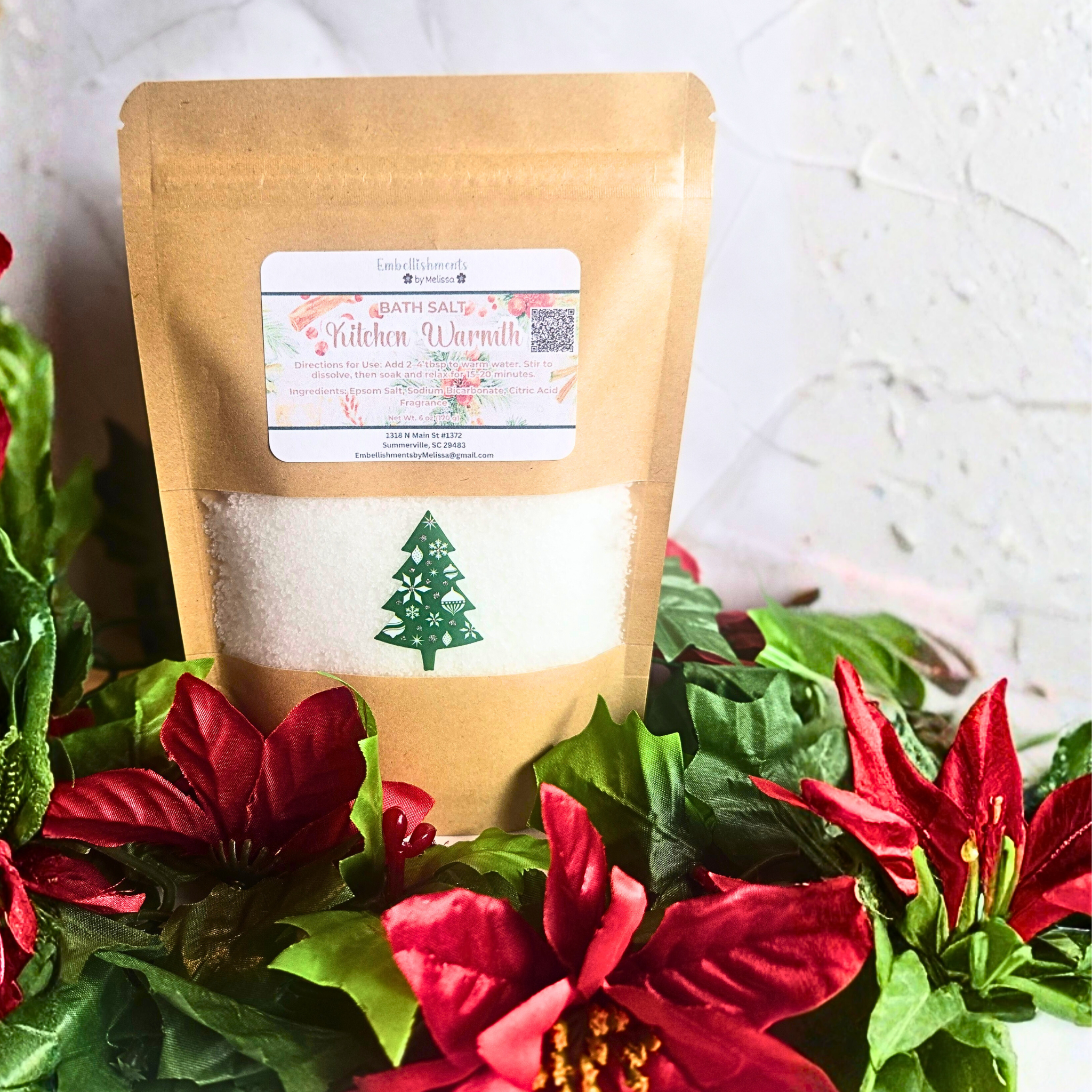 Fizzing Epsom Bath Salts | Home for Christmas Collection – Cozy Holiday Scents of Peaceful Evening, Cinnamon Hearth, Season’s Glow & Kitchen Warmth 6 oz (170 g)