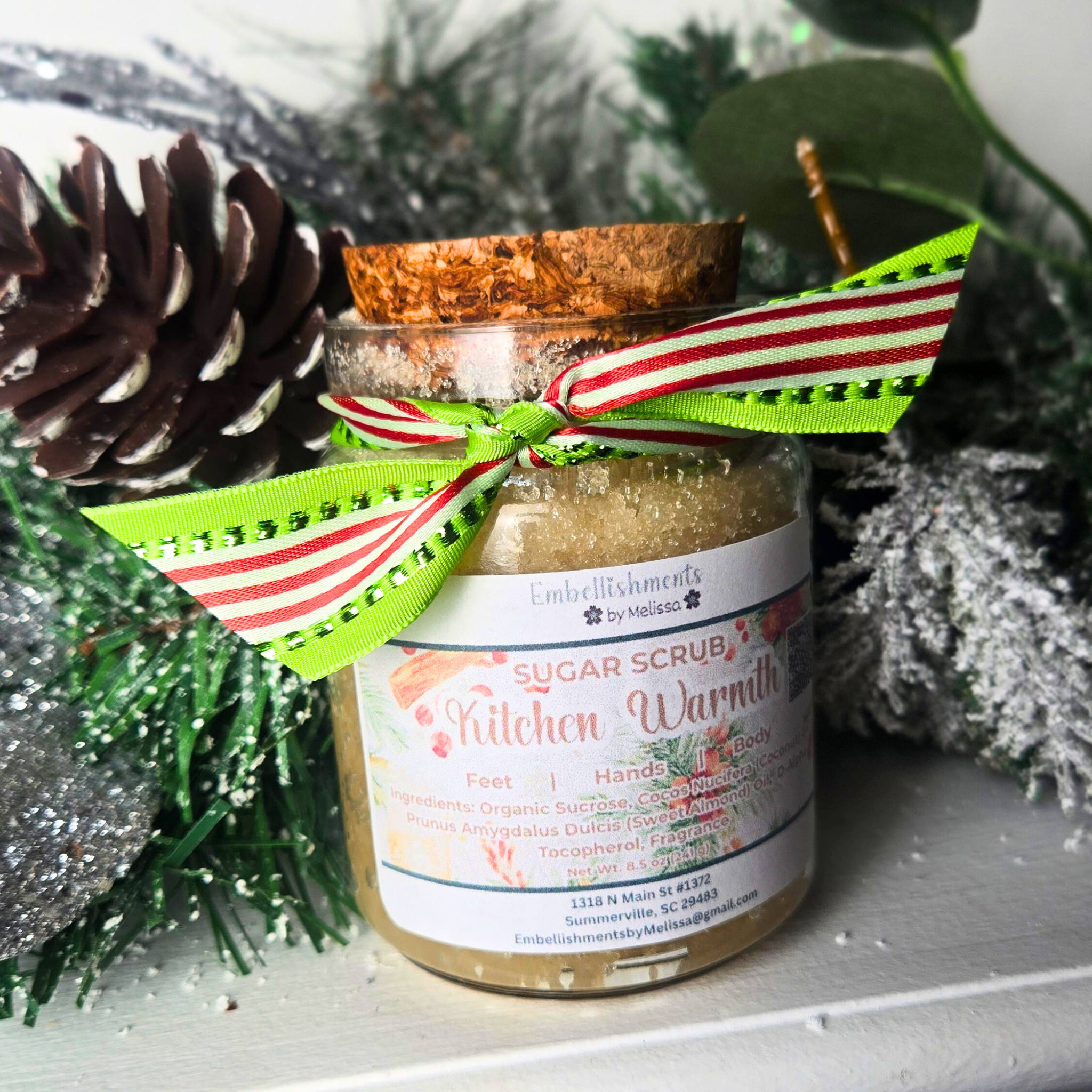 Exfoliating Sugar Scrubs | Home for Christmas Collection – Cozy Scents of Peaceful Evening, Cinnamon Hearth, Season’s Glow & Kitchen Warmth 8 oz (227 g)
