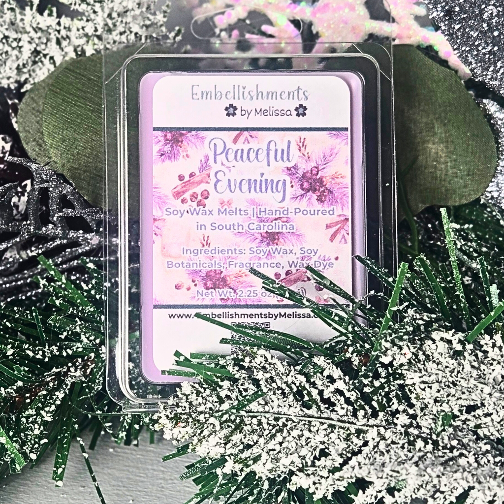 Soy Botanical Blend Wax Melts | Home for Christmas Collection – Cozy Scents of Peaceful Evening, Cinnamon Hearth, Season’s Glow & Kitchen Warmth 2.25 oz (64 g)