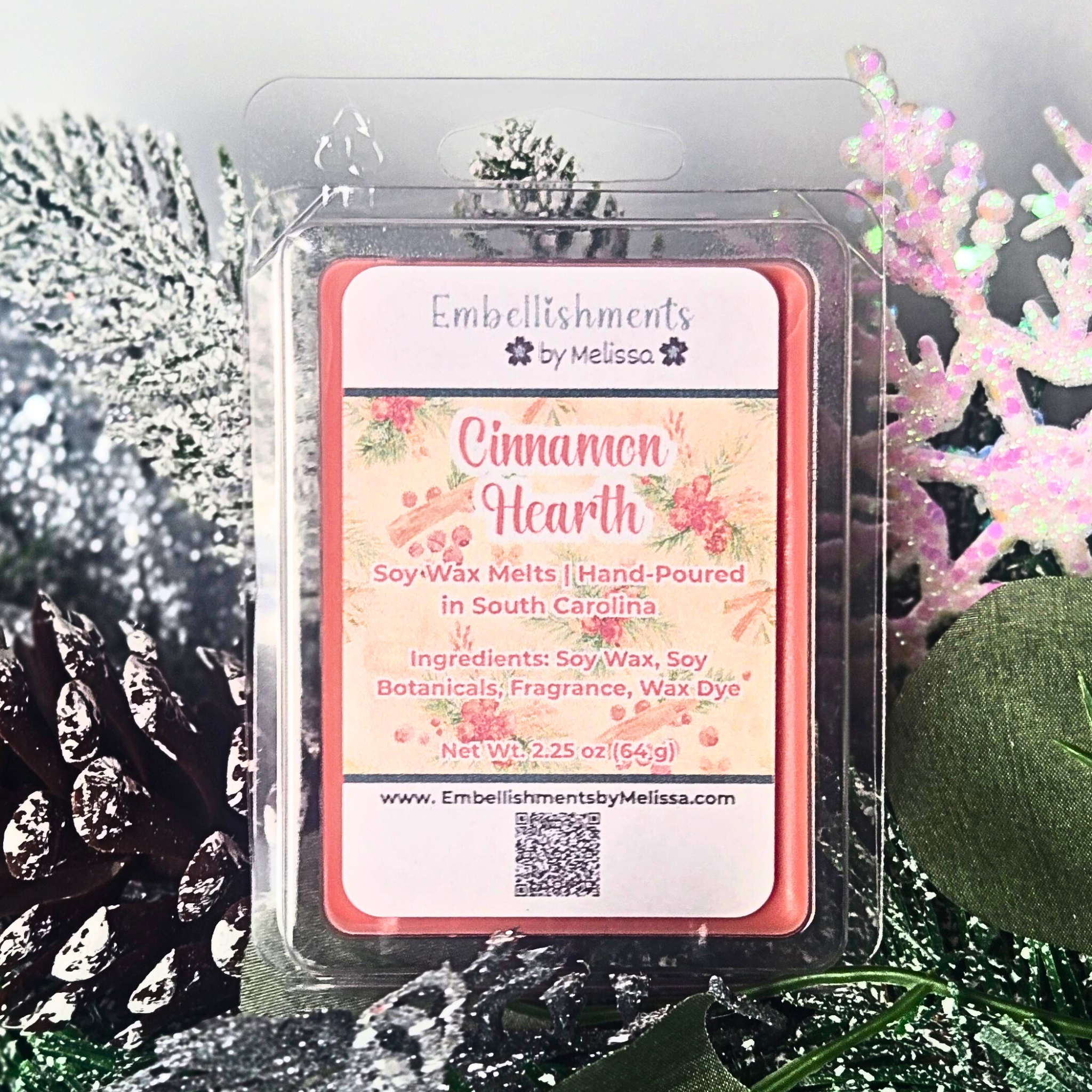 Soy Botanical Blend Wax Melts | Home for Christmas Collection – Cozy Scents of Peaceful Evening, Cinnamon Hearth, Season’s Glow & Kitchen Warmth 2.25 oz (64 g)