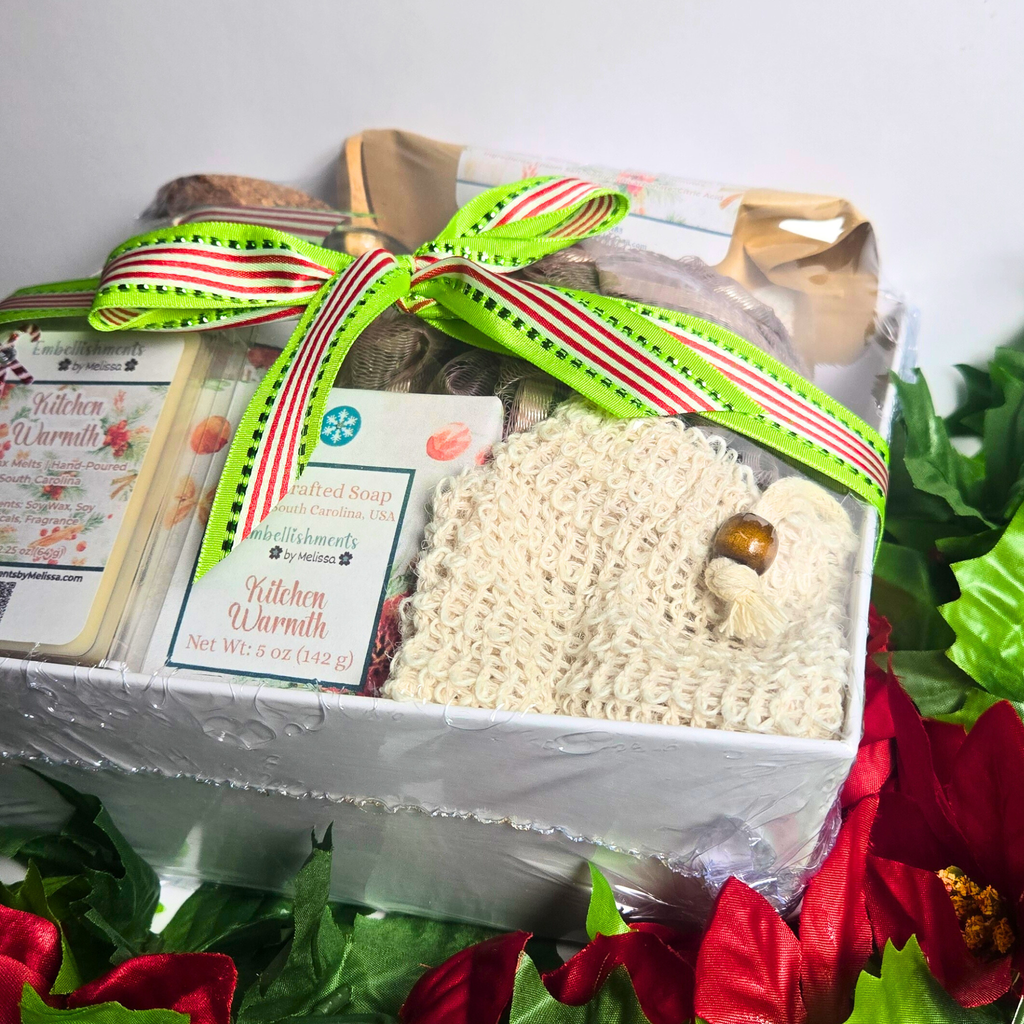 Kitchen Warmth Gift Basket – Handcrafted Soap, Bath Salts, Sugar Scrub & Wax Melts Set