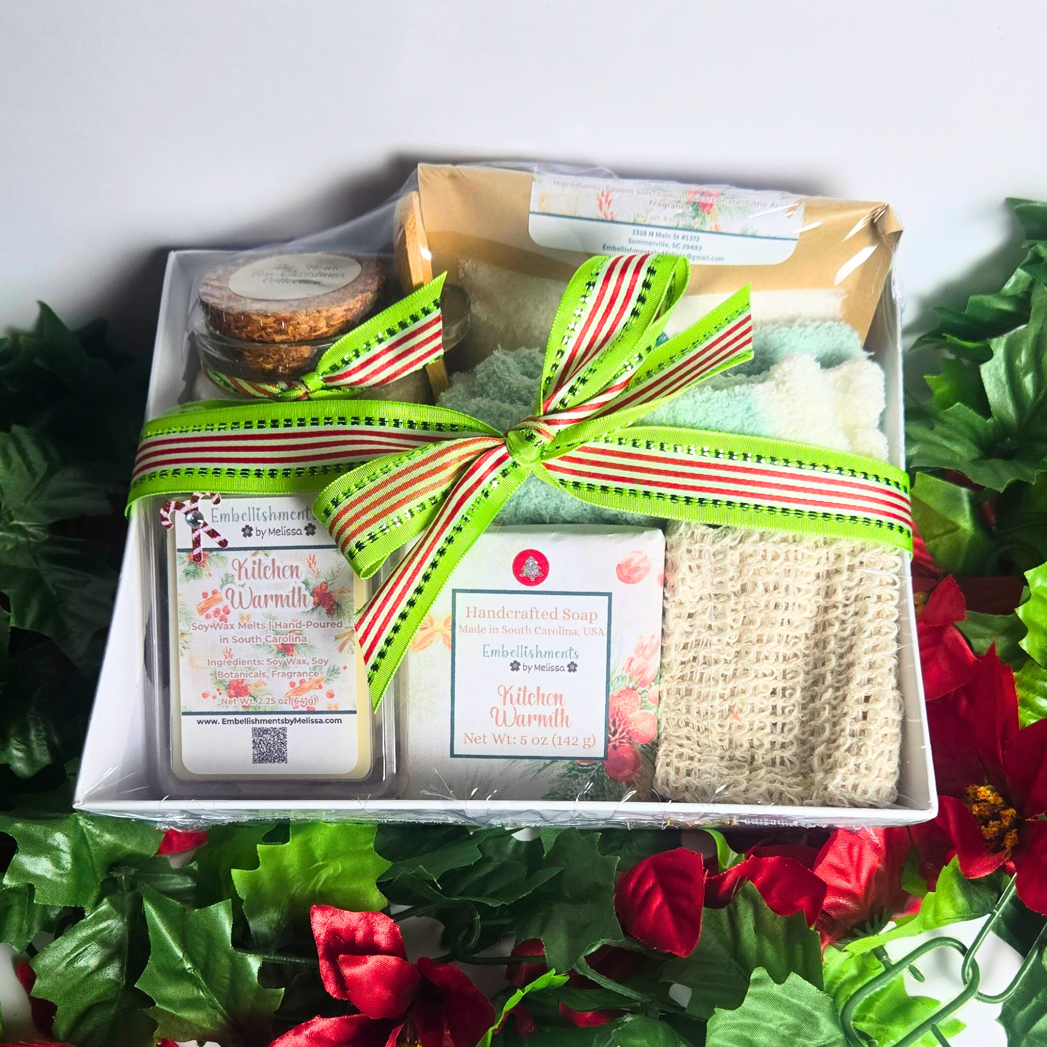Kitchen Warmth Gift Basket – Handcrafted Soap, Bath Salts, Sugar Scrub & Wax Melts Set
