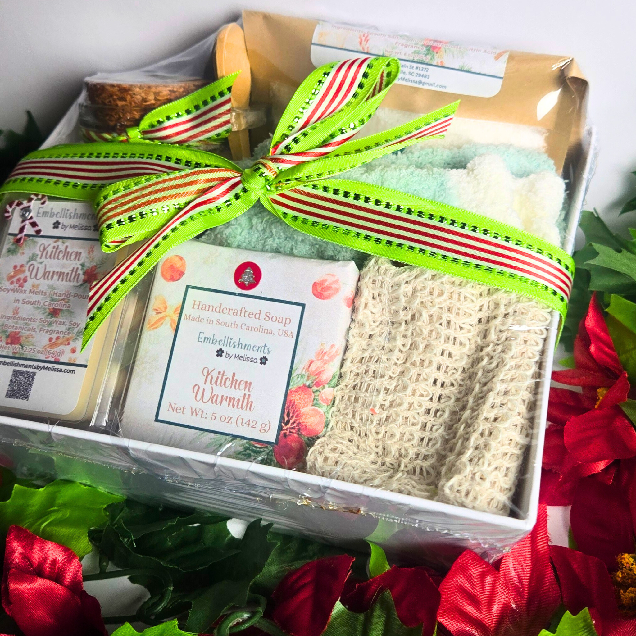 Kitchen Warmth Gift Basket – Handcrafted Soap, Bath Salts, Sugar Scrub & Wax Melts Set