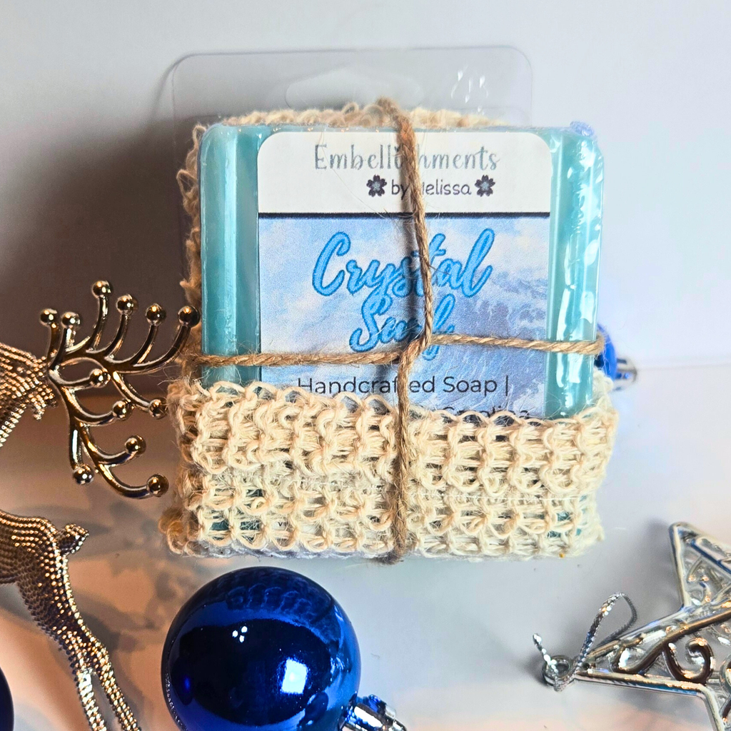 Christmas Gift Set – Handcrafted Soap, Soap Saver Bag & Heart-Shaped Wax Melts (5 Scents Available)