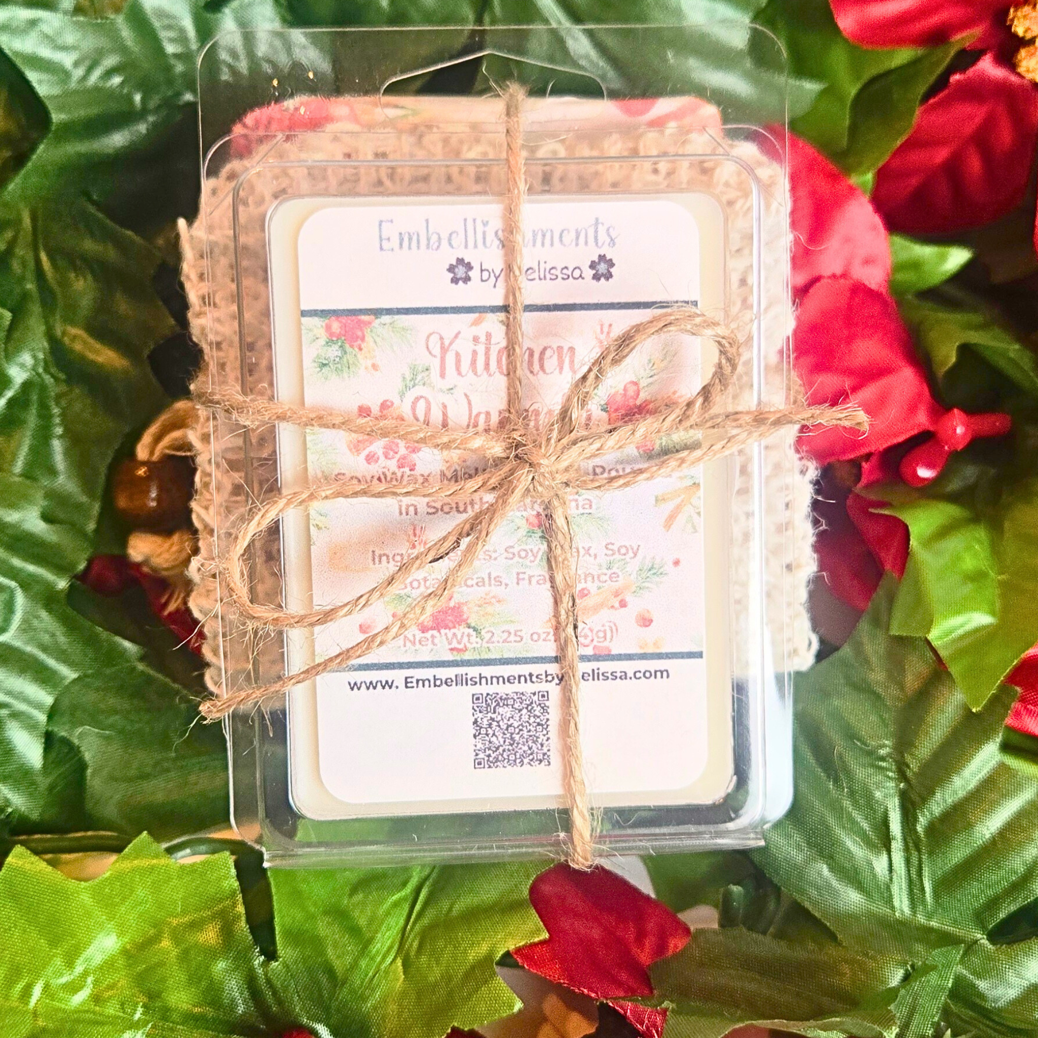 Christmas Gift Set – Handcrafted Soap, Soap Saver Bag & Heart-Shaped Wax Melts (5 Scents Available)