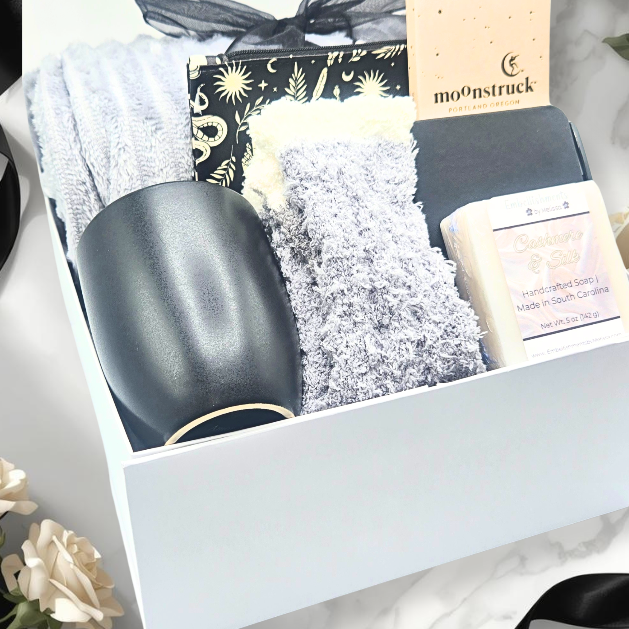 Luxury Black Gift Set for Her | Self-Care, Accessories & Chocolate