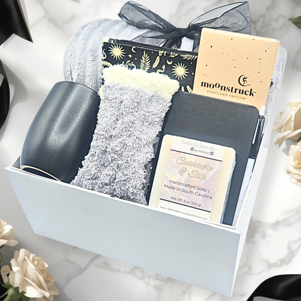 Luxury Black Gift Set for Her | Self-Care, Accessories & Chocolate