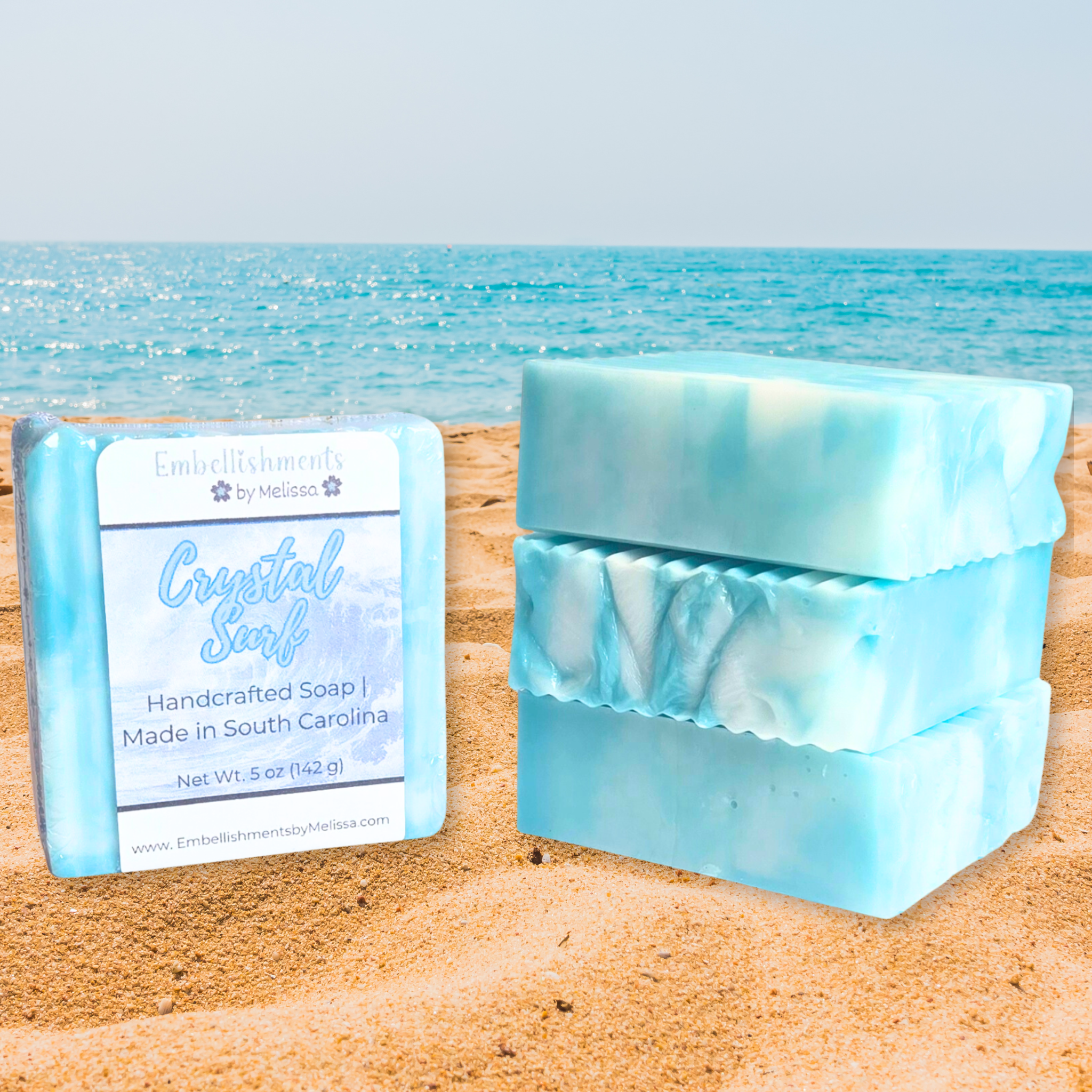 Crystal Surf | Handcrafted Ocean-Inspired Goat Milk Soap (5 oz)