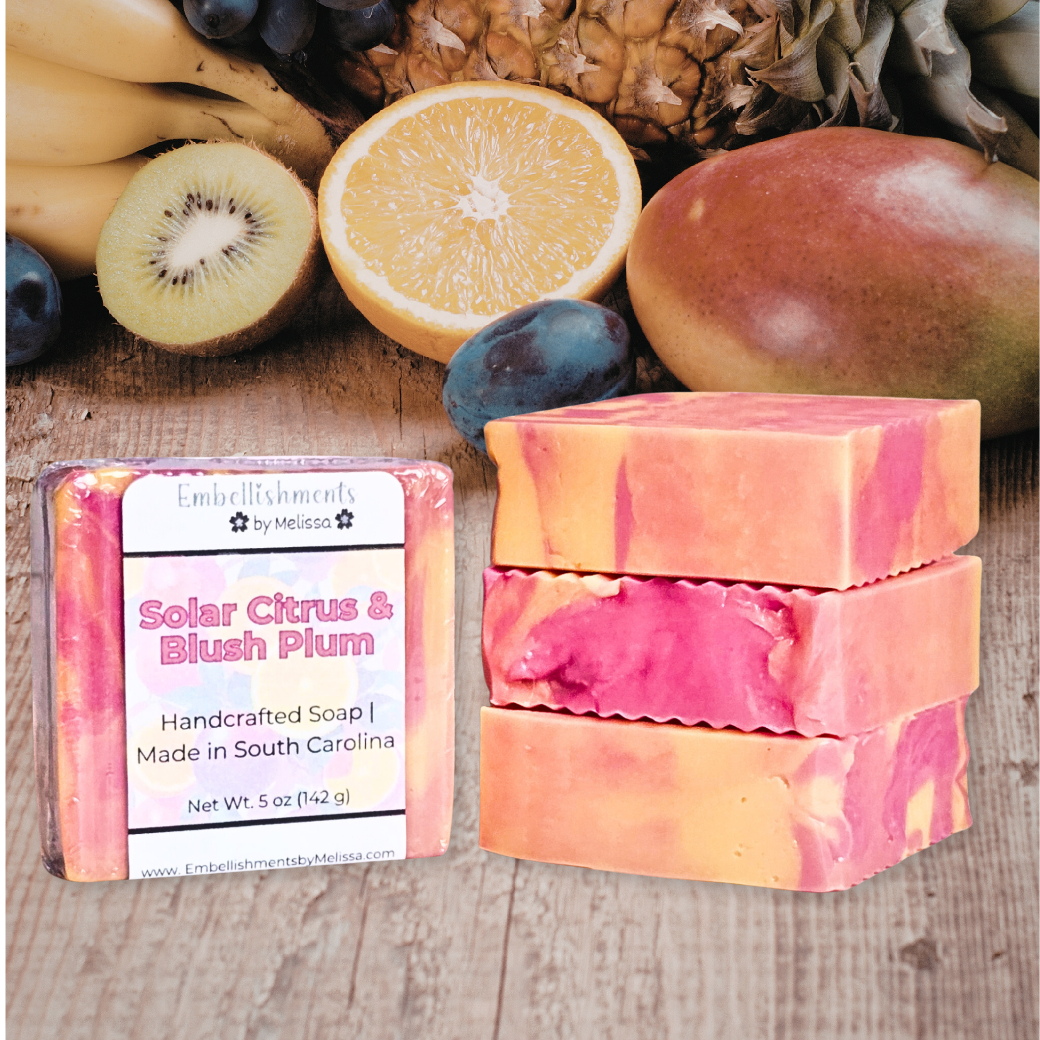 Solar Citrus & Plum Goat Milk Soap Bar – Handmade with Fruity Fragrance (5 oz)