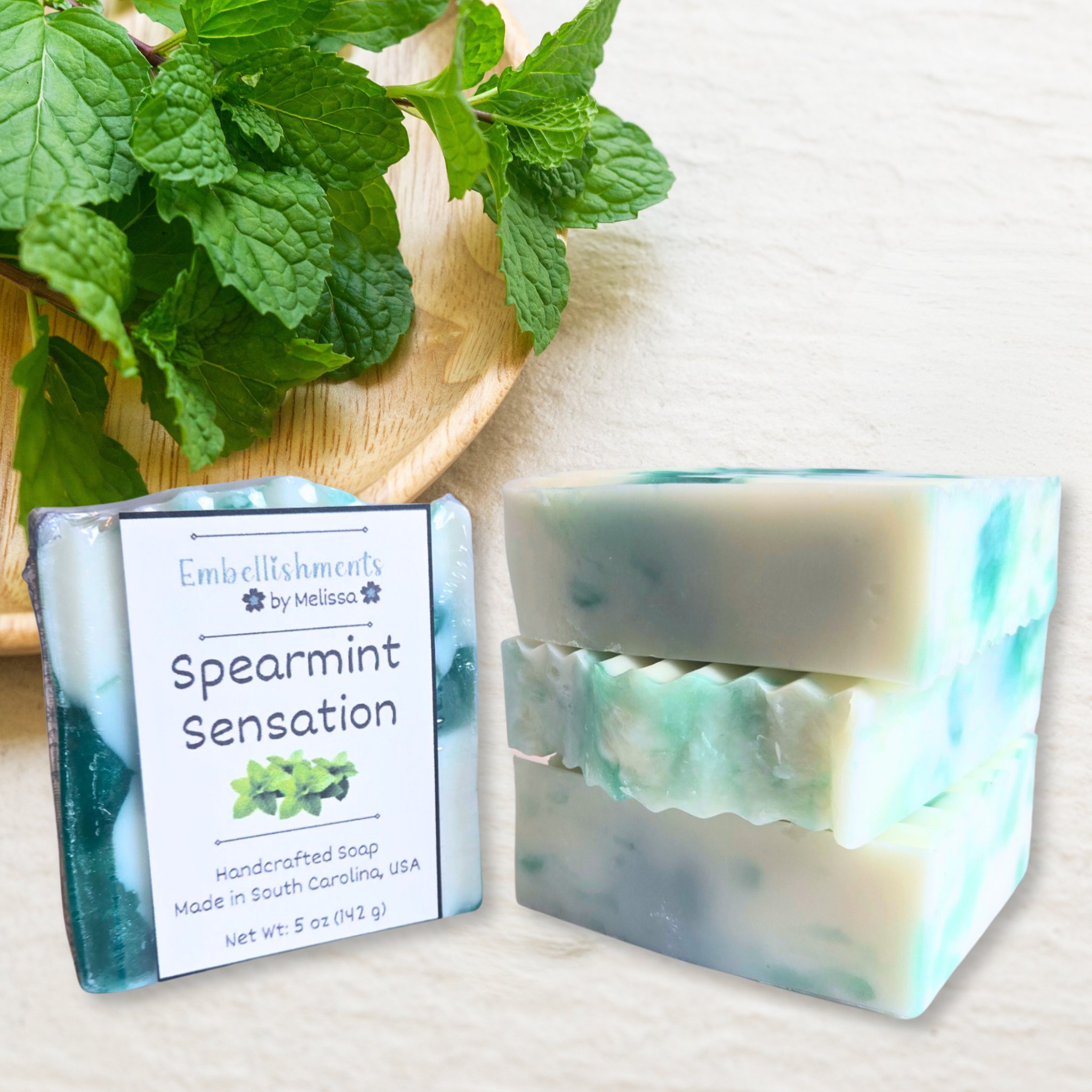 Spearmint Sensation Handcrafted Soap - Invigorating Scented Bar For Daily Refreshment